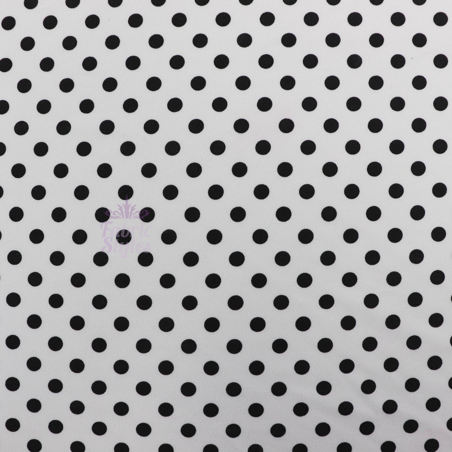 10mm Black White Polka Dot Scuba Crepe Fabric