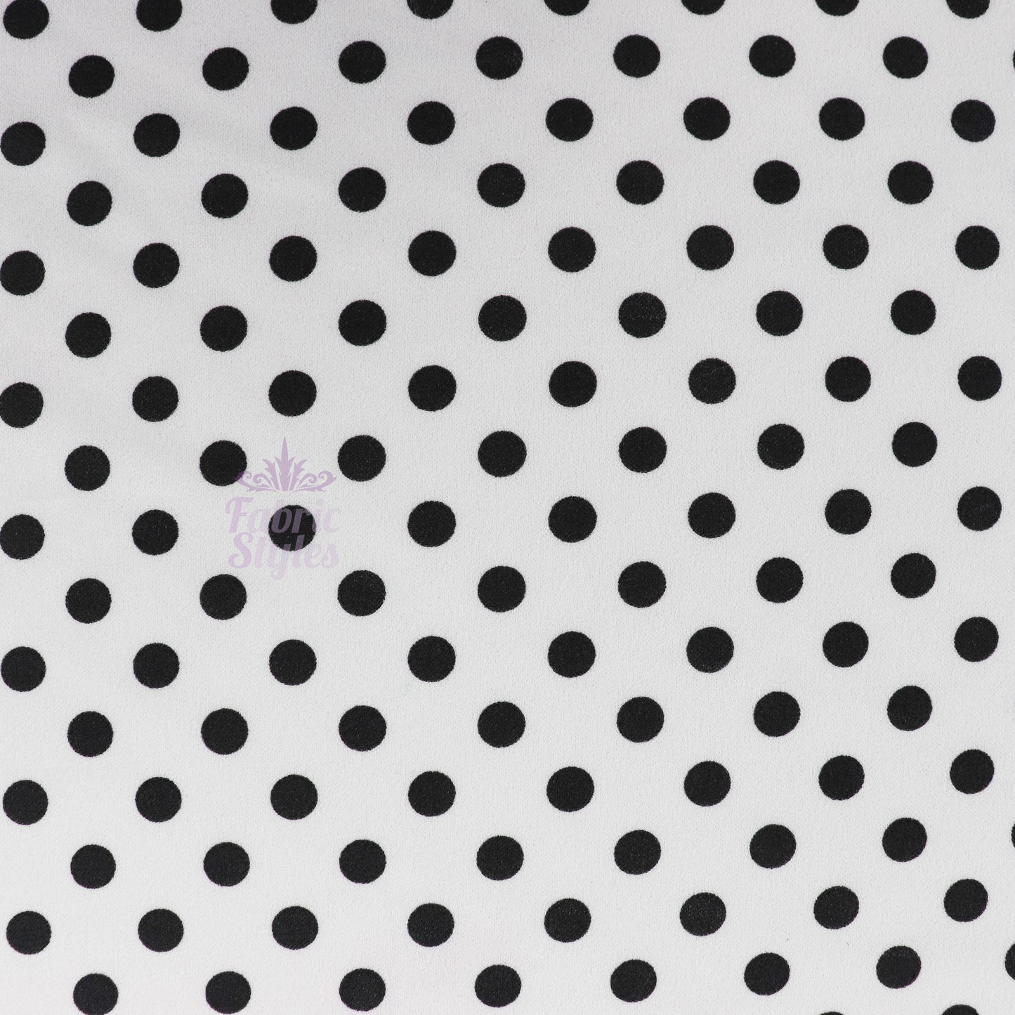 10mm Black White Polka Dot Scuba Crepe Fabric