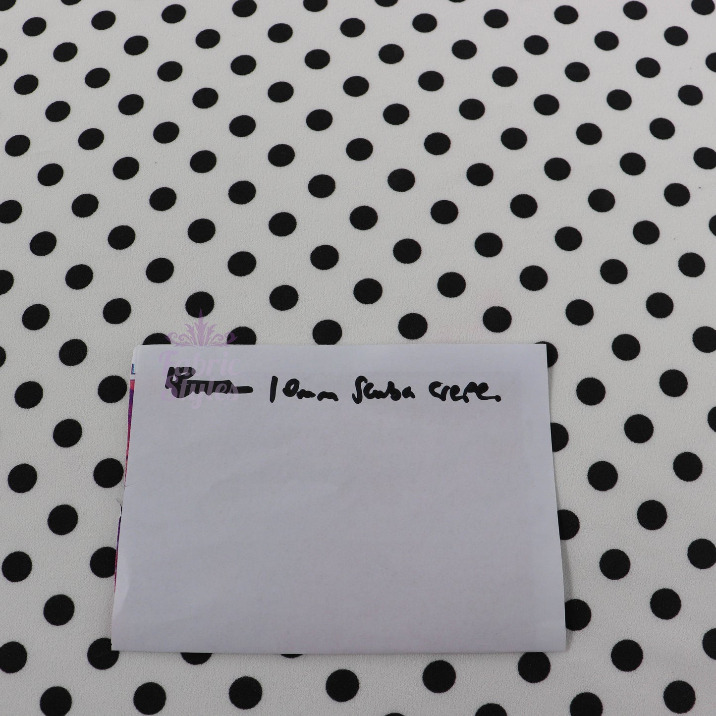 10mm Black White Polka Dot Scuba Crepe Fabric