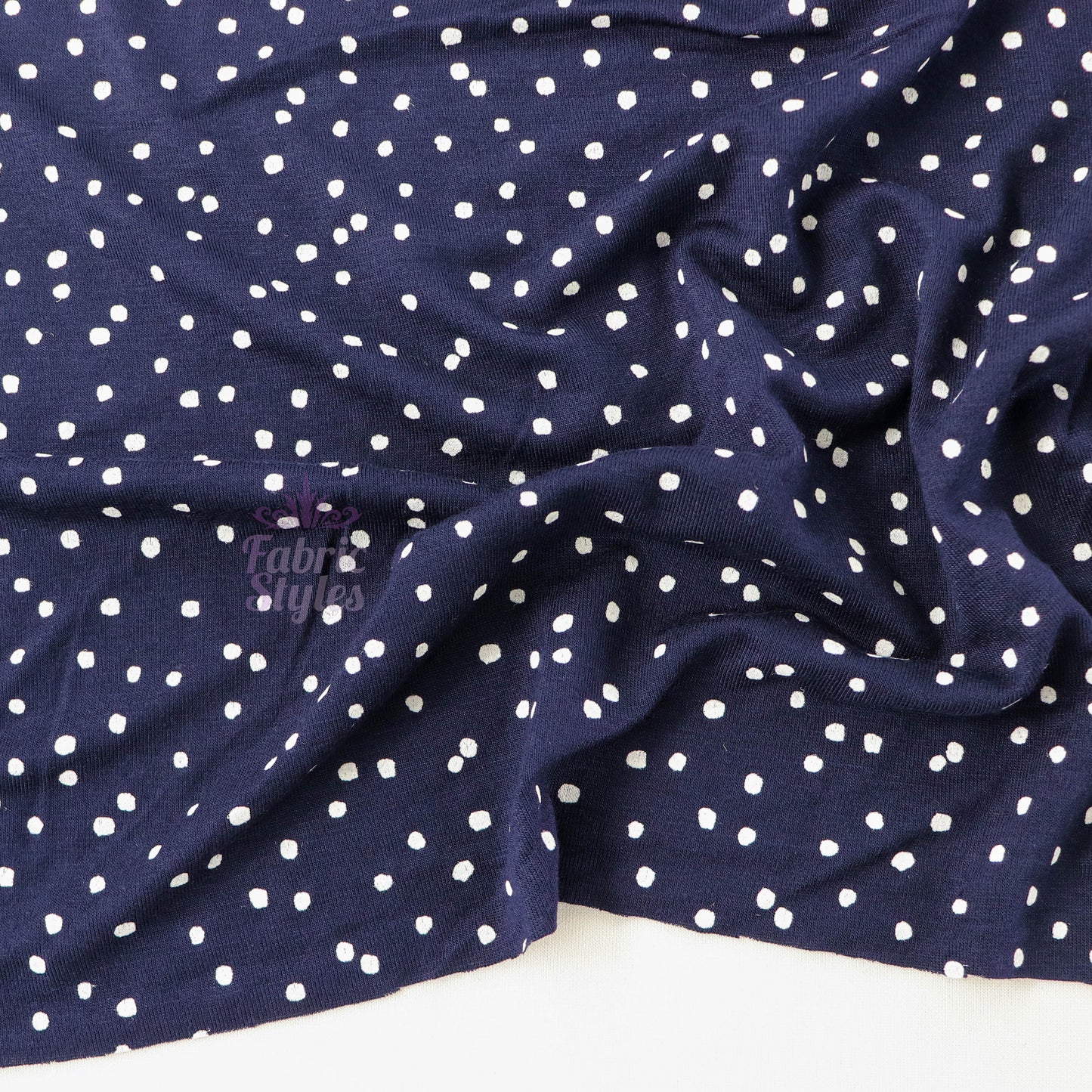3mm Navy Polka Viscose Elastane