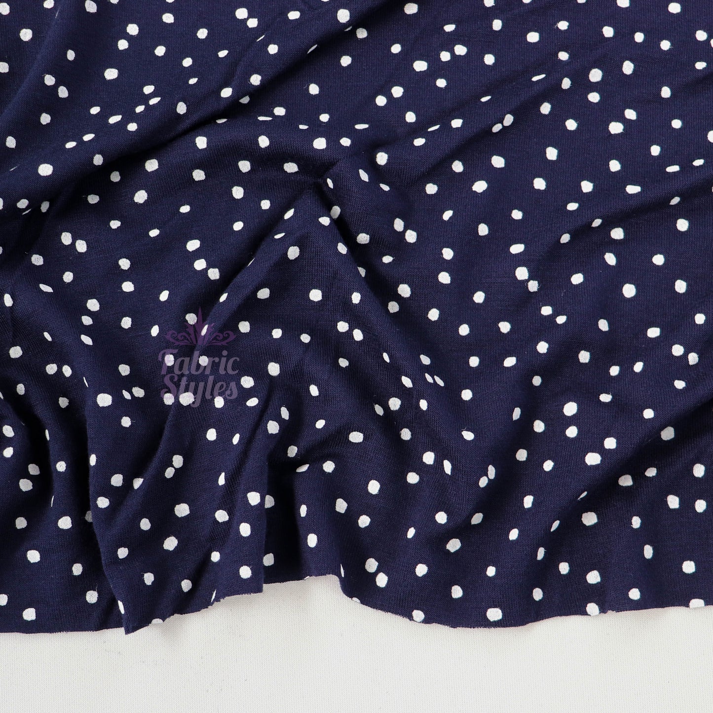3mm Navy Polka Viscose Elastane