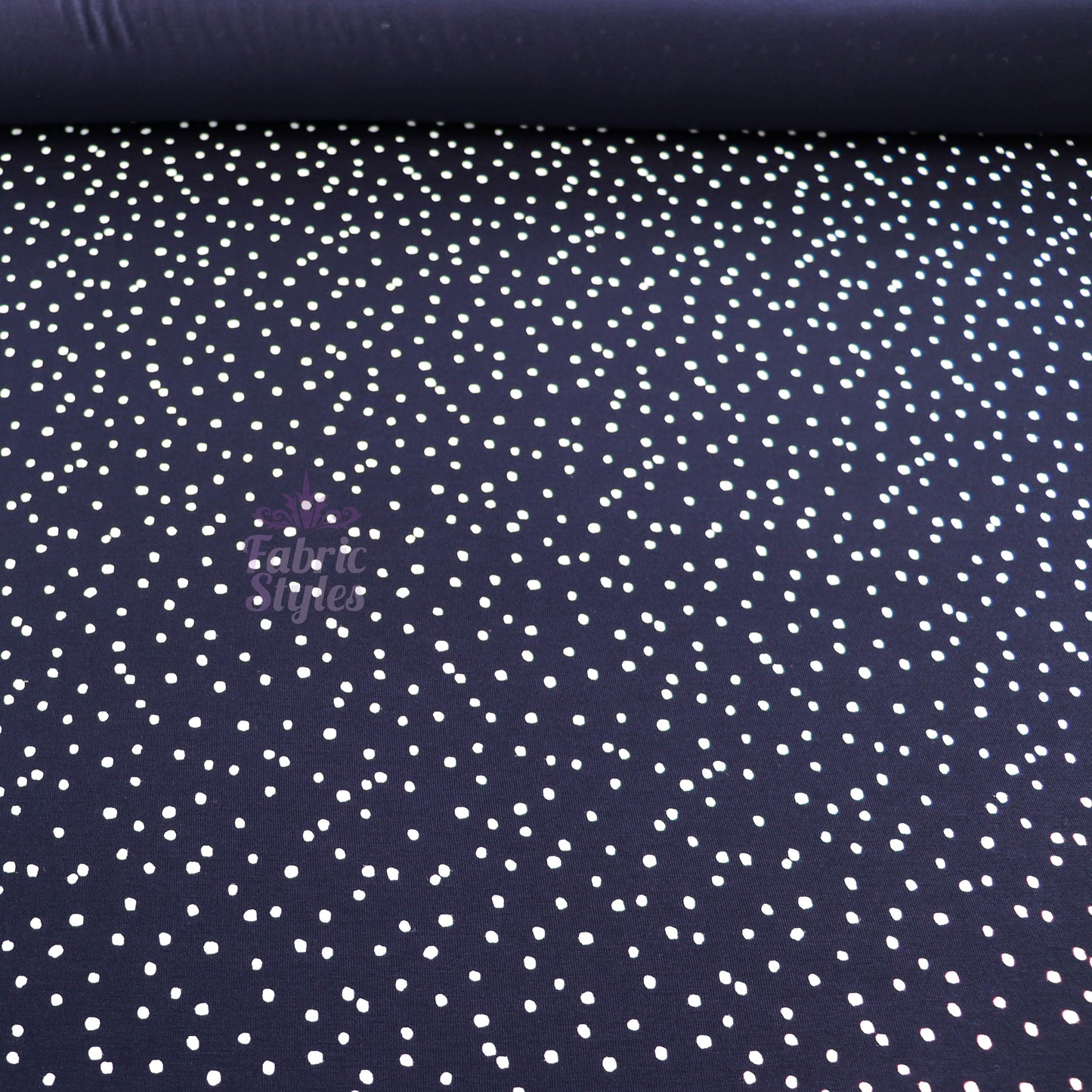 3mm Navy Polka Viscose Elastane