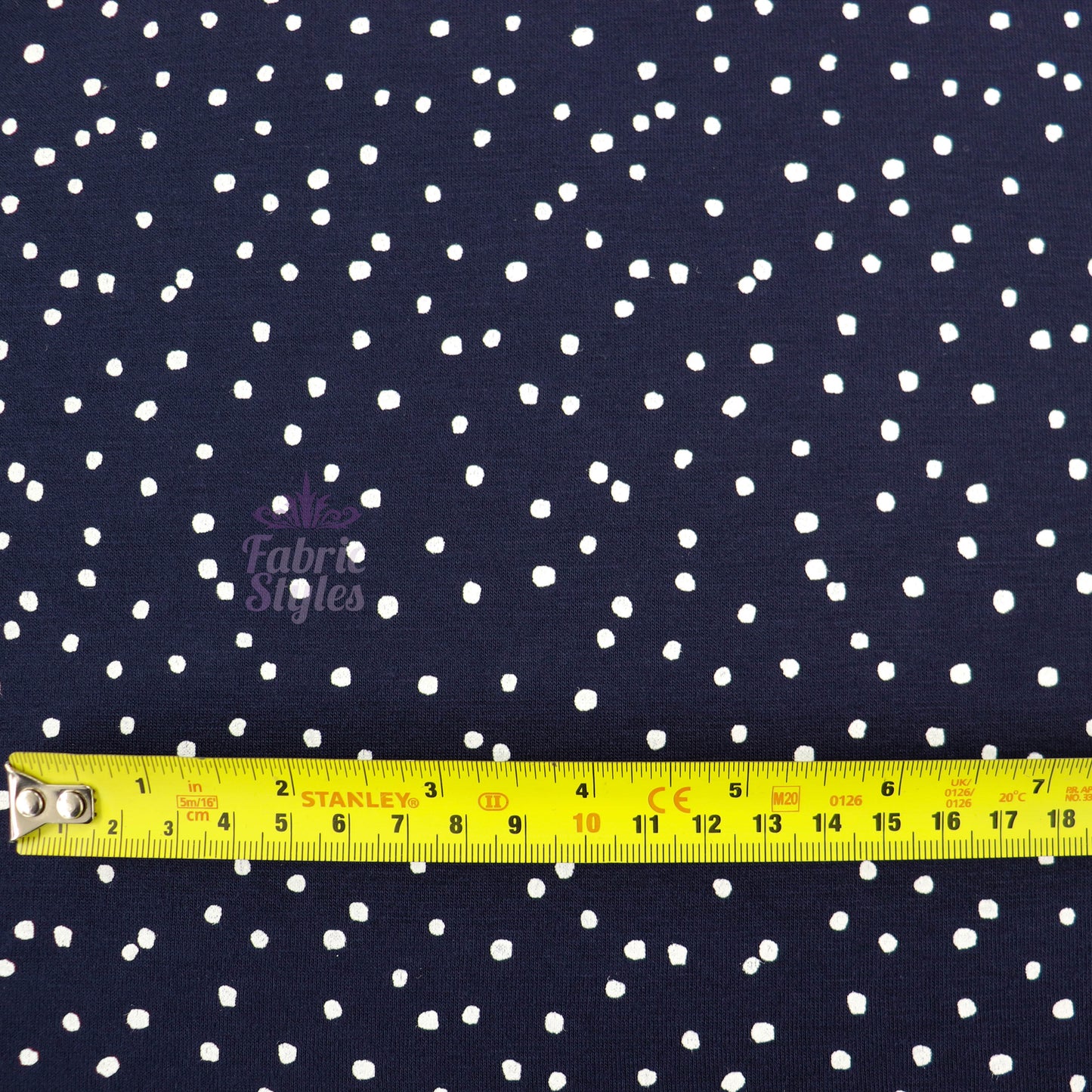 3mm Navy Polka Viscose Elastane