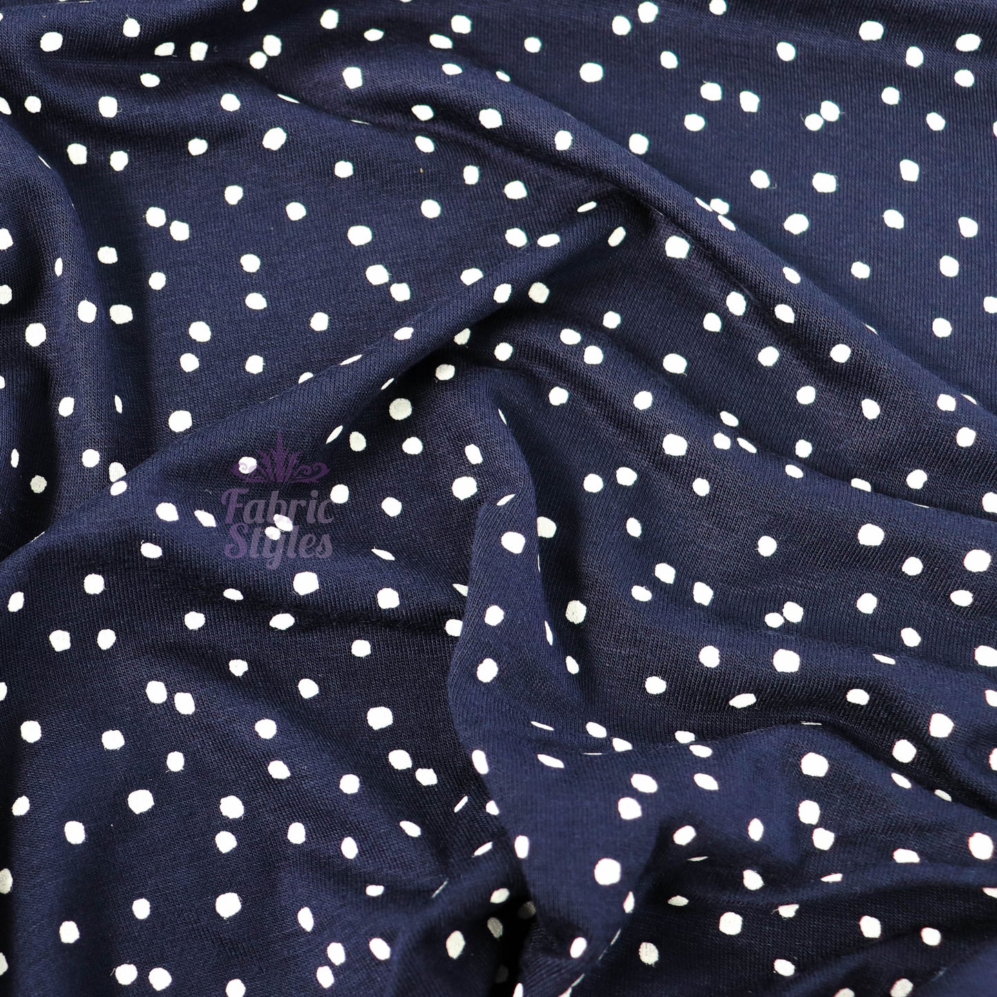 3mm Navy Polka Viscose Elastane