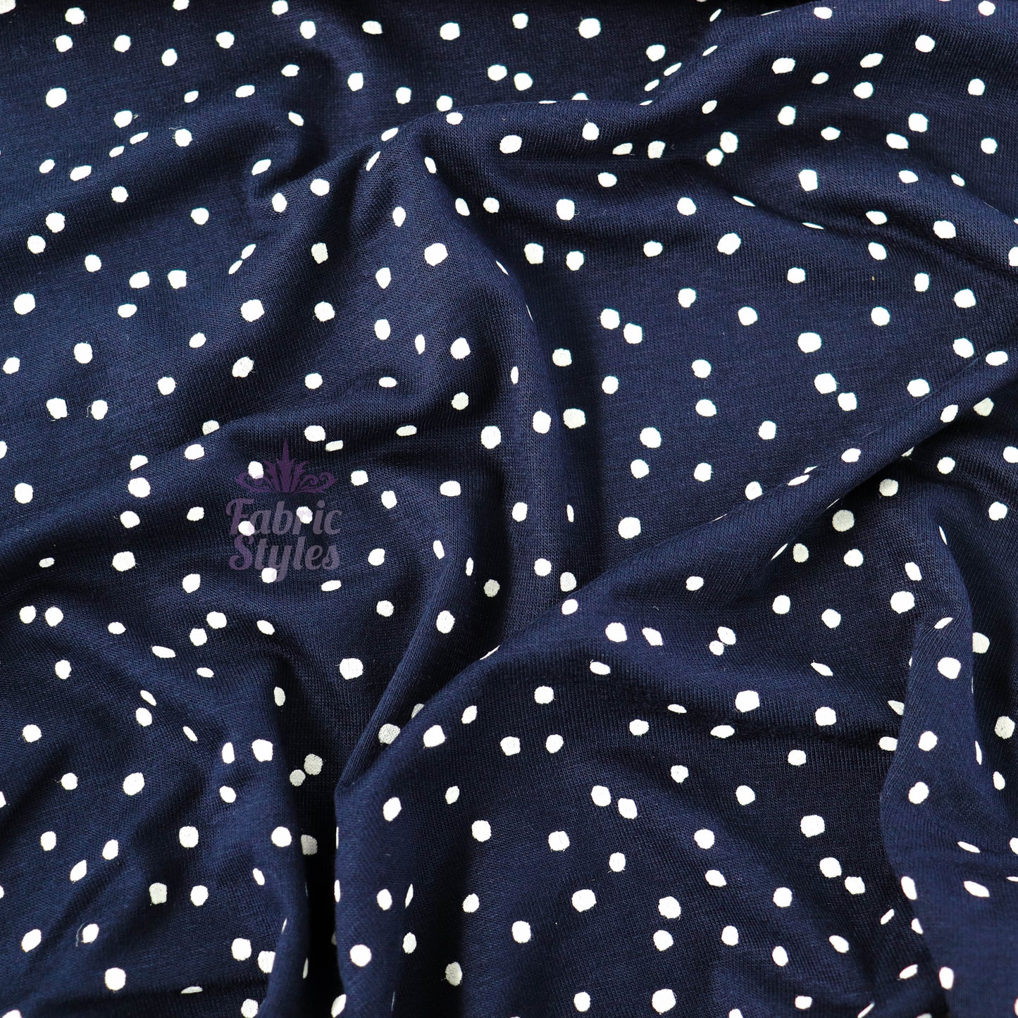 3mm Navy Polka Viscose Elastane