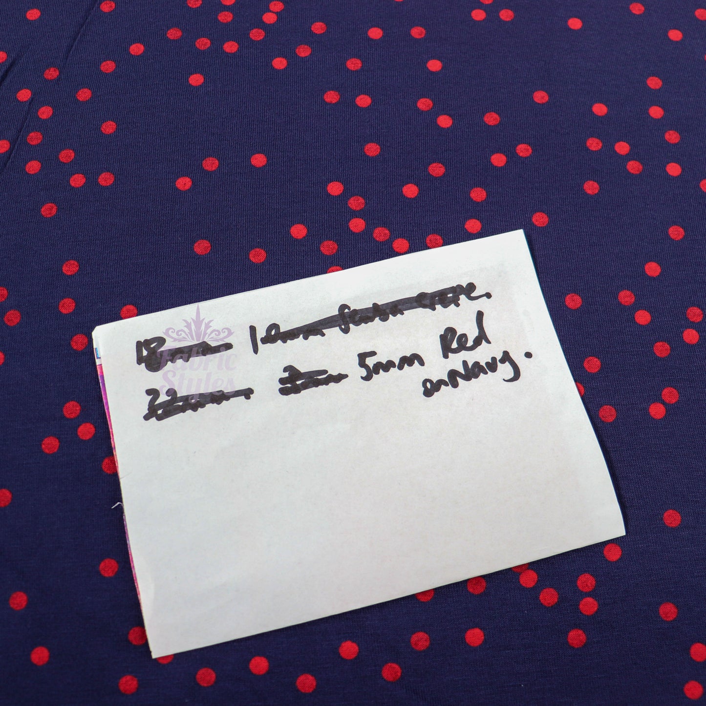5mm Red and Navy Polka Dot Viscose Elastane