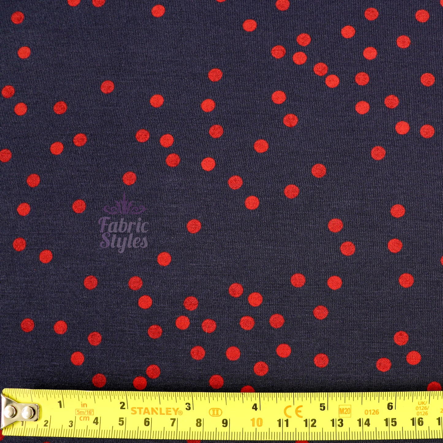5mm Red and Navy Polka Dot Viscose Elastane