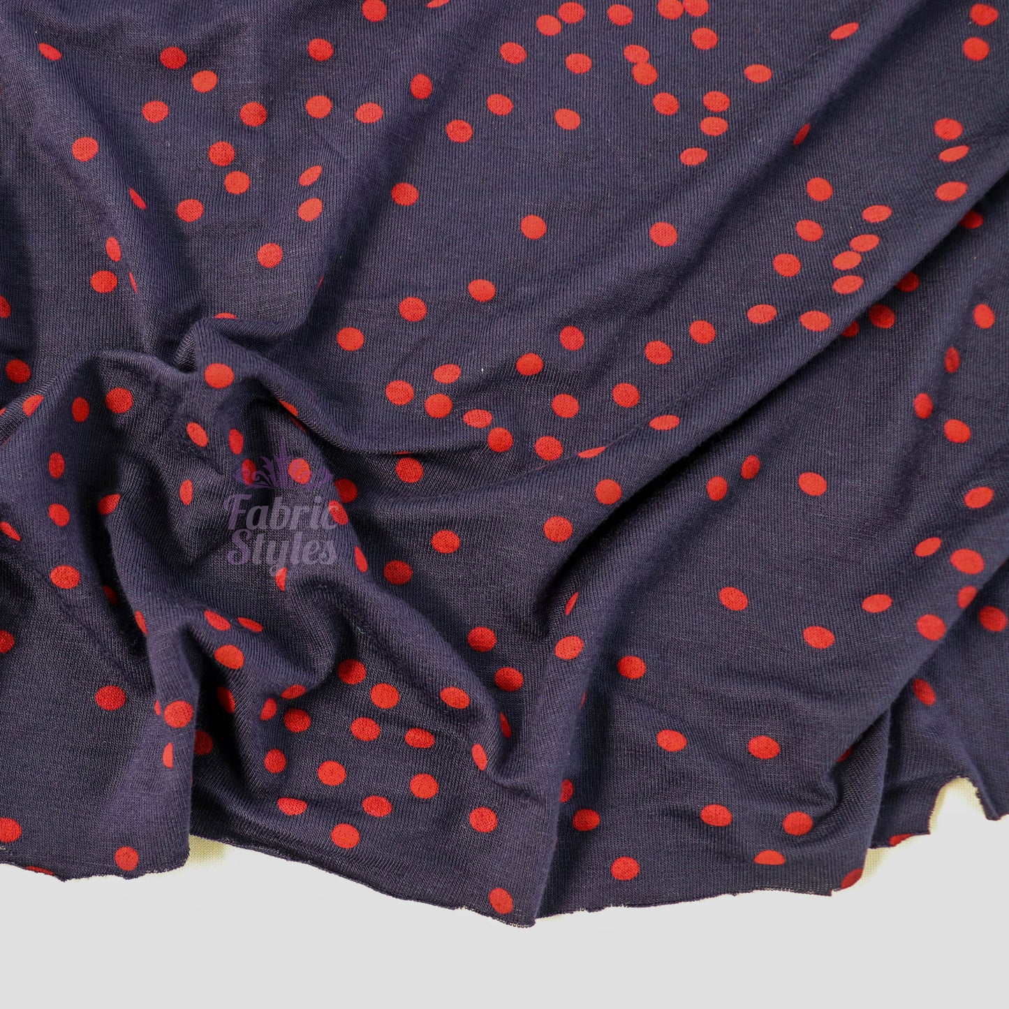 5mm Red and Navy Polka Dot Viscose Elastane