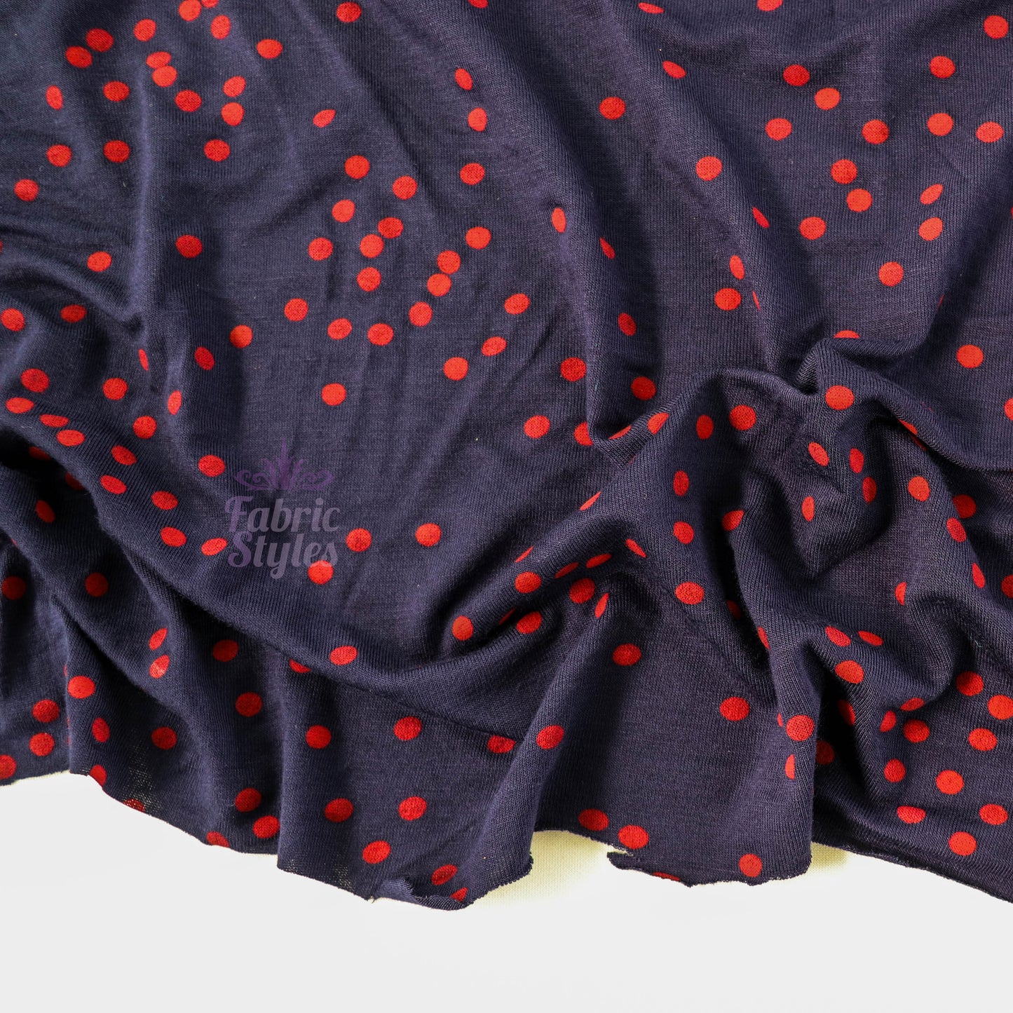 5mm Red and Navy Polka Dot Viscose Elastane