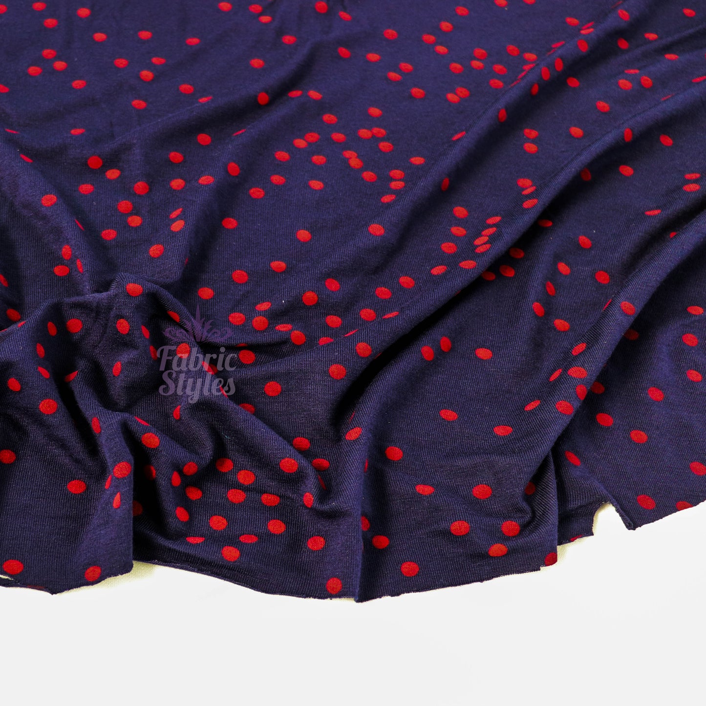 5mm Red and Navy Polka Dot Viscose Elastane