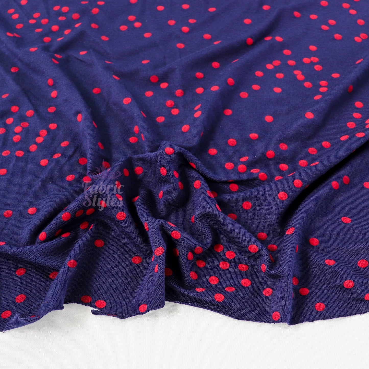 5mm Red and Navy Polka Dot Viscose Elastane