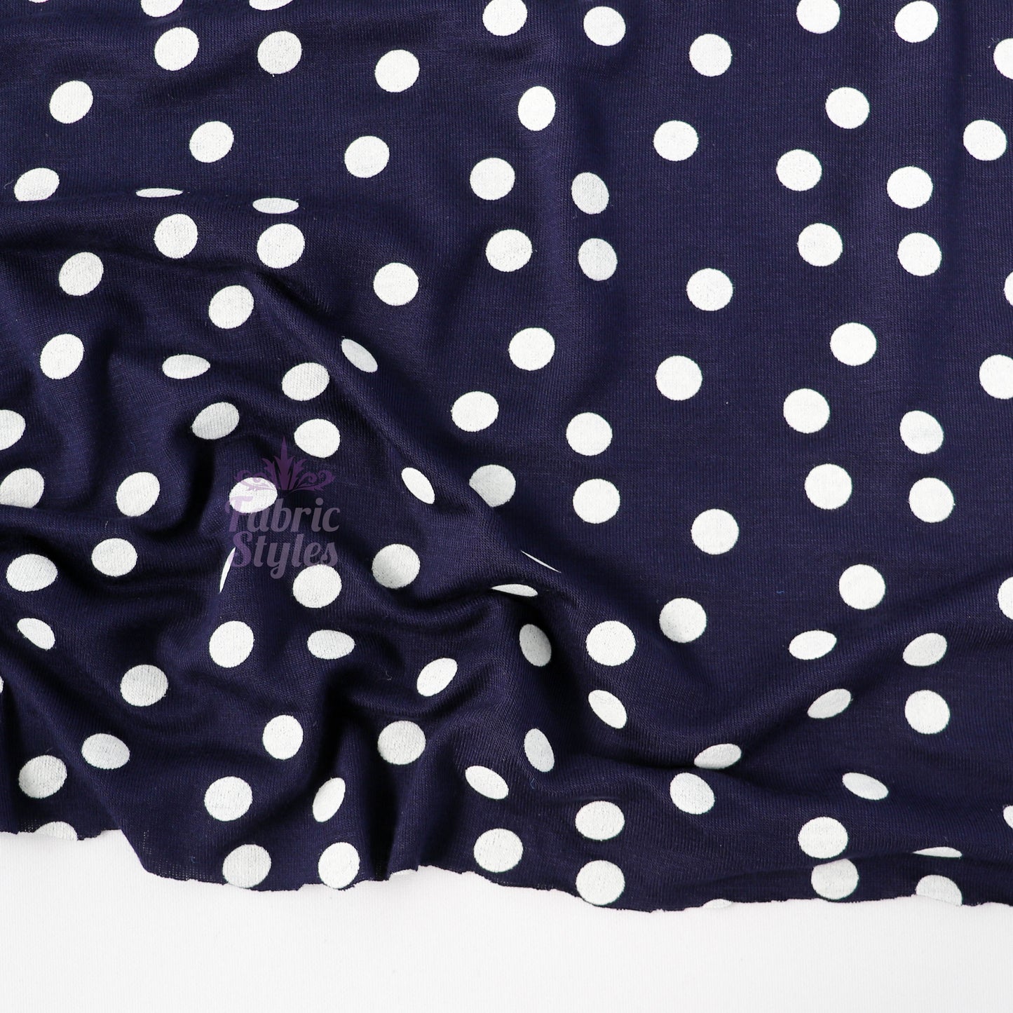 9mm Navy Polka Dot Viscose Elastane