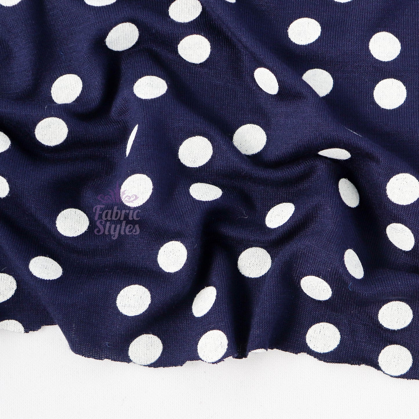 9mm Navy Polka Dot Viscose Elastane