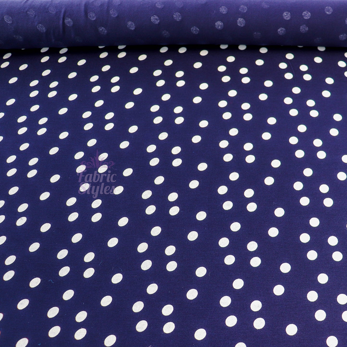 9mm Navy Polka Dot Viscose Elastane