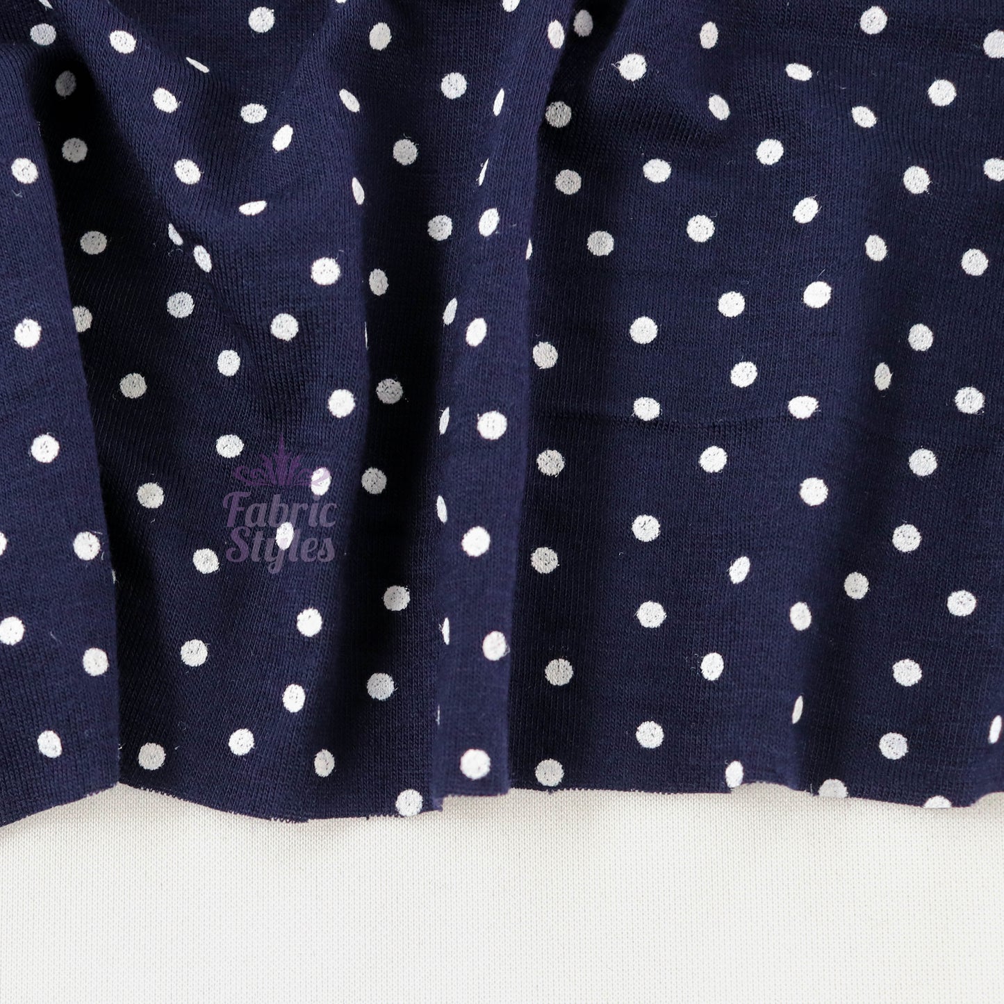 3mm Navy Polka Dot Viscose Elastane