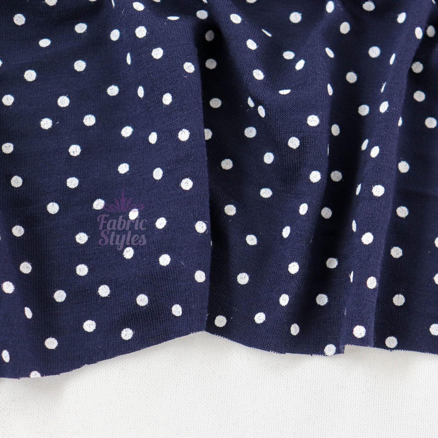 3mm Navy Polka Dot Viscose Elastane