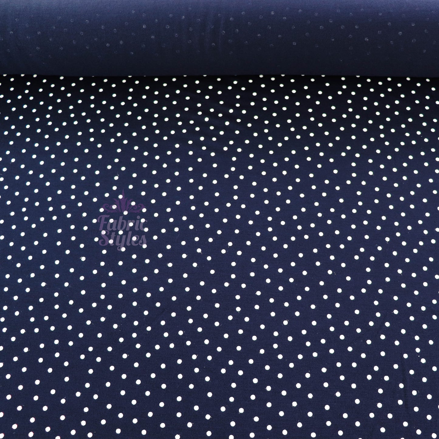 3mm Navy Polka Dot Viscose Elastane