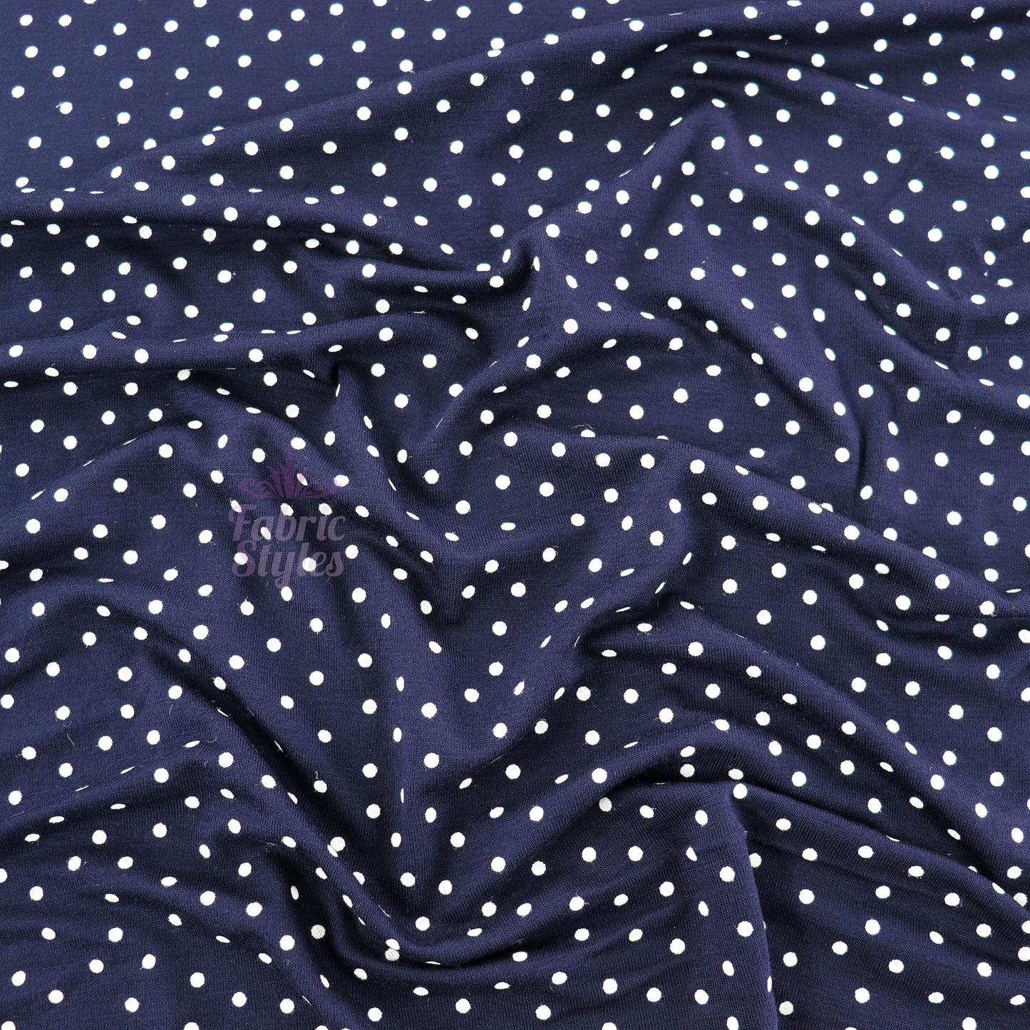 3mm Navy Polka Dot Viscose Elastane