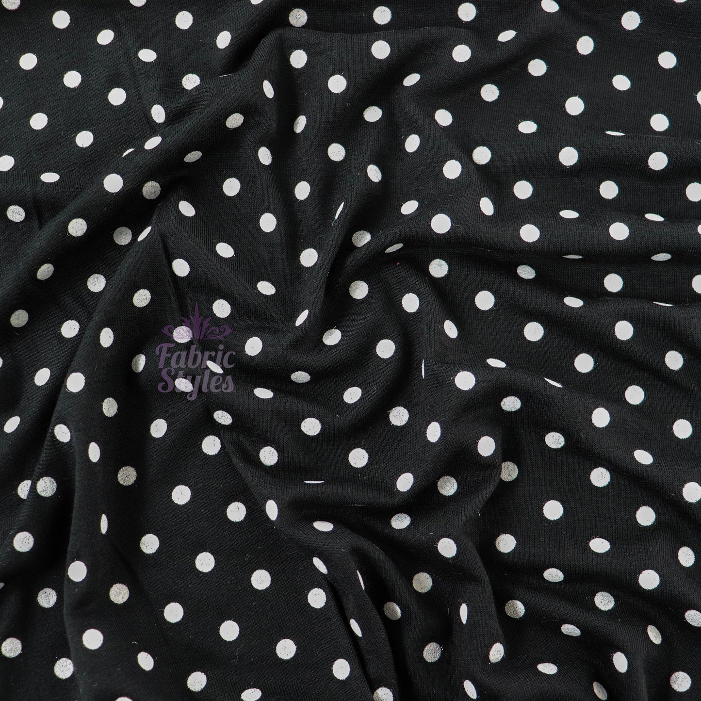 5mm Black and White Polka Dot Viscose Elastane