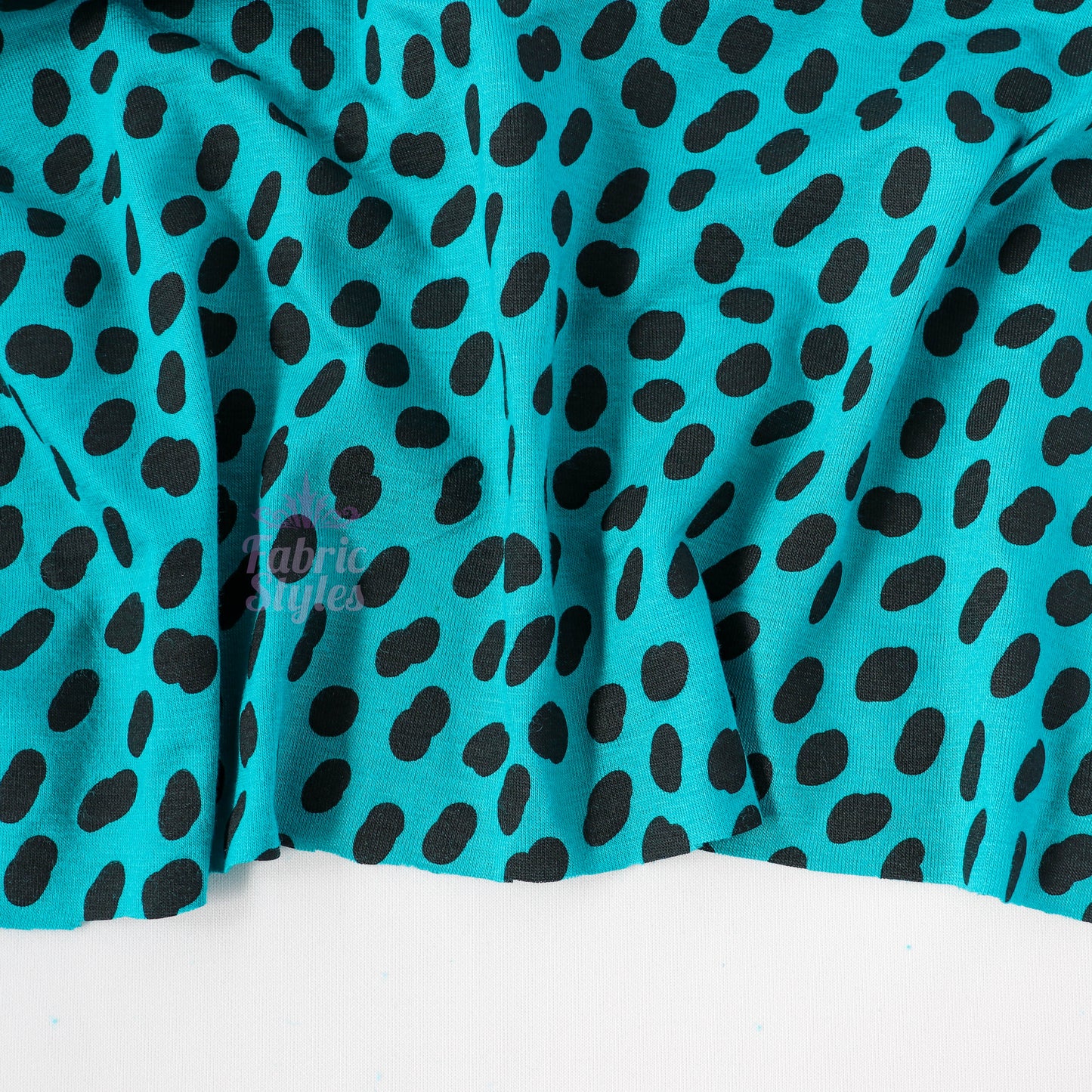 Teal Black Abstract Spots Viscose Elastane