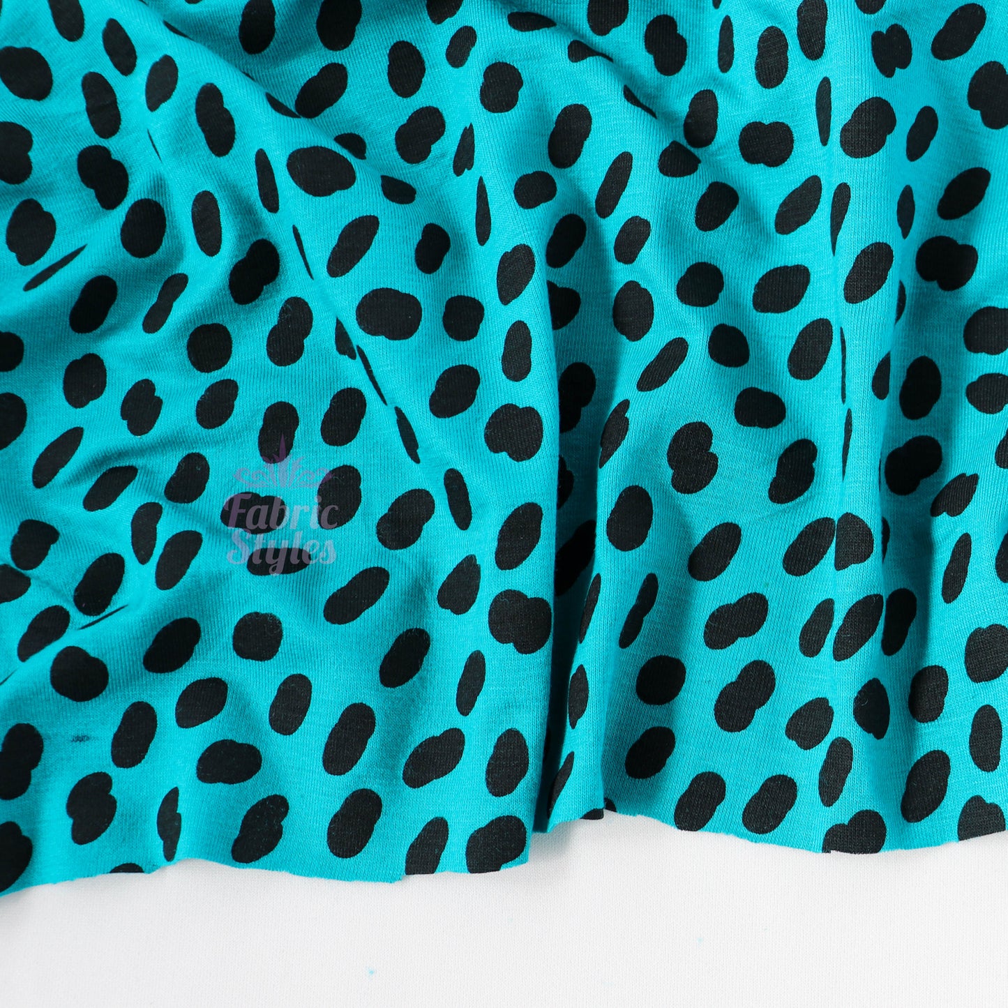 Teal Black Abstract Spots Viscose Elastane