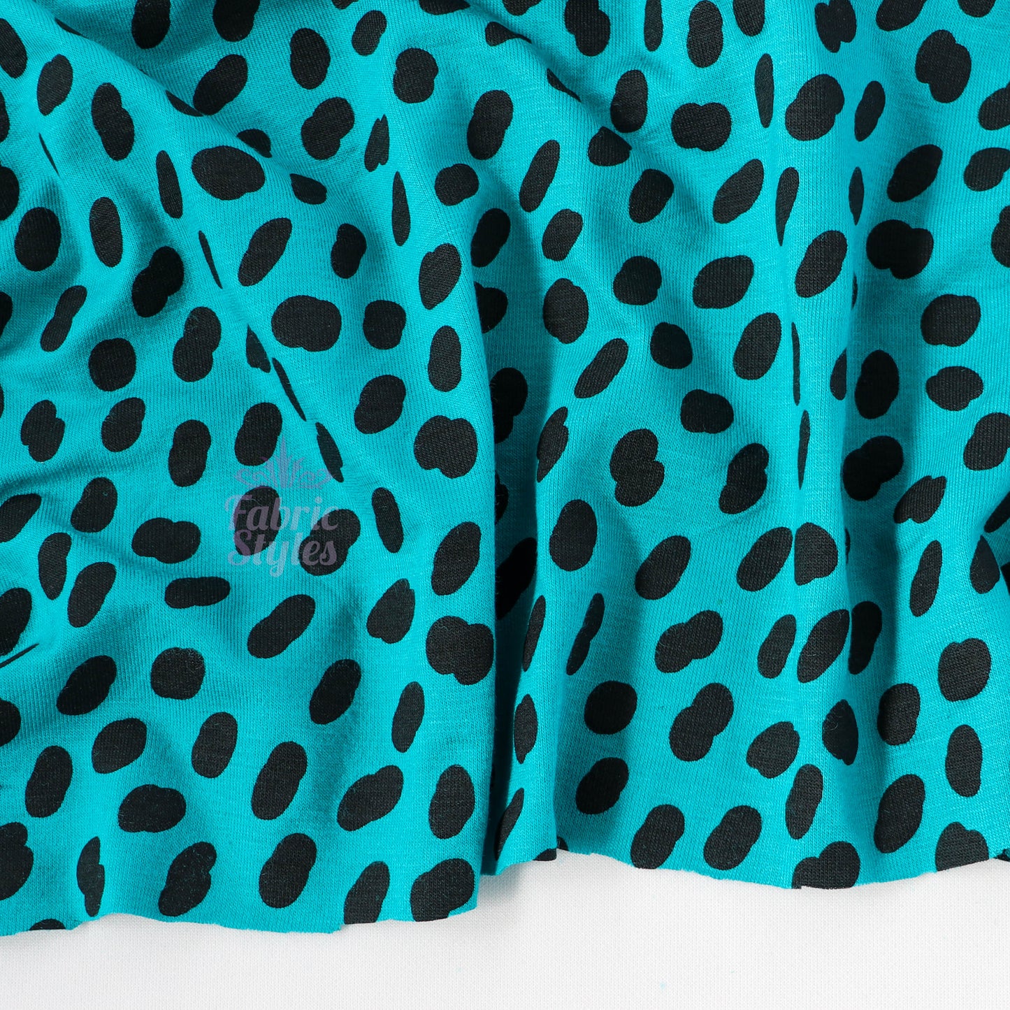 Teal Black Abstract Spots Viscose Elastane