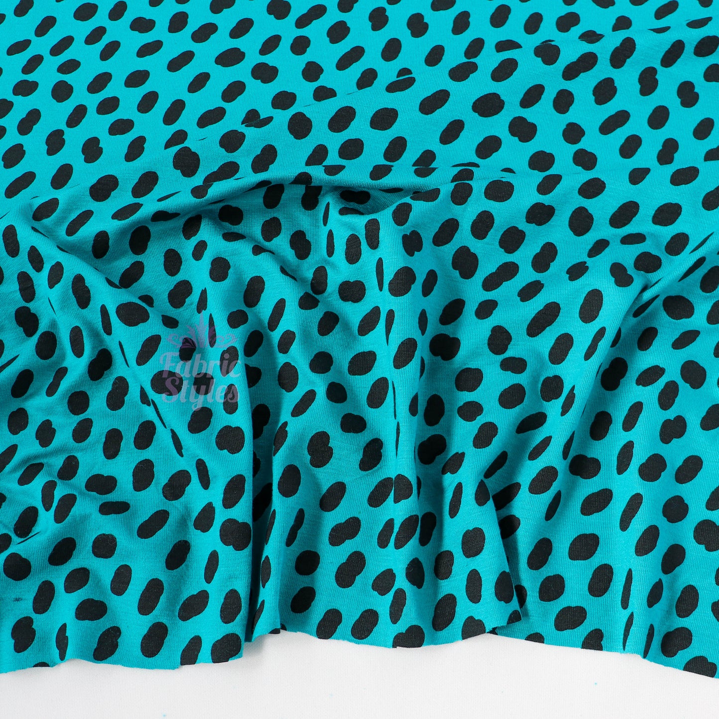 Teal Black Abstract Spots Viscose Elastane