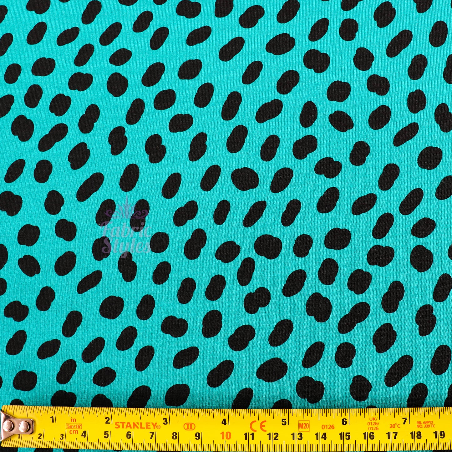 Teal Black Abstract Spots Viscose Elastane
