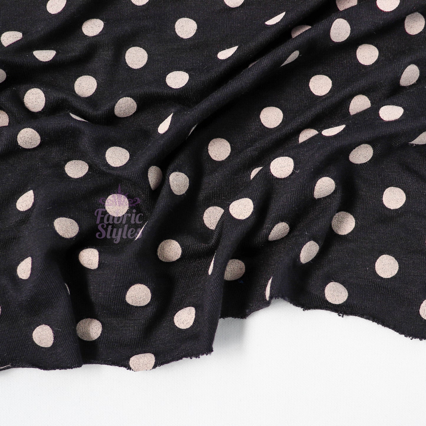 10mm Beige Polka Dot Viscose Elastane