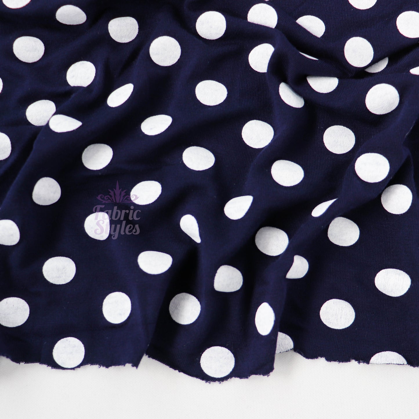 14mm Navy Polka Dot Viscose Elastane