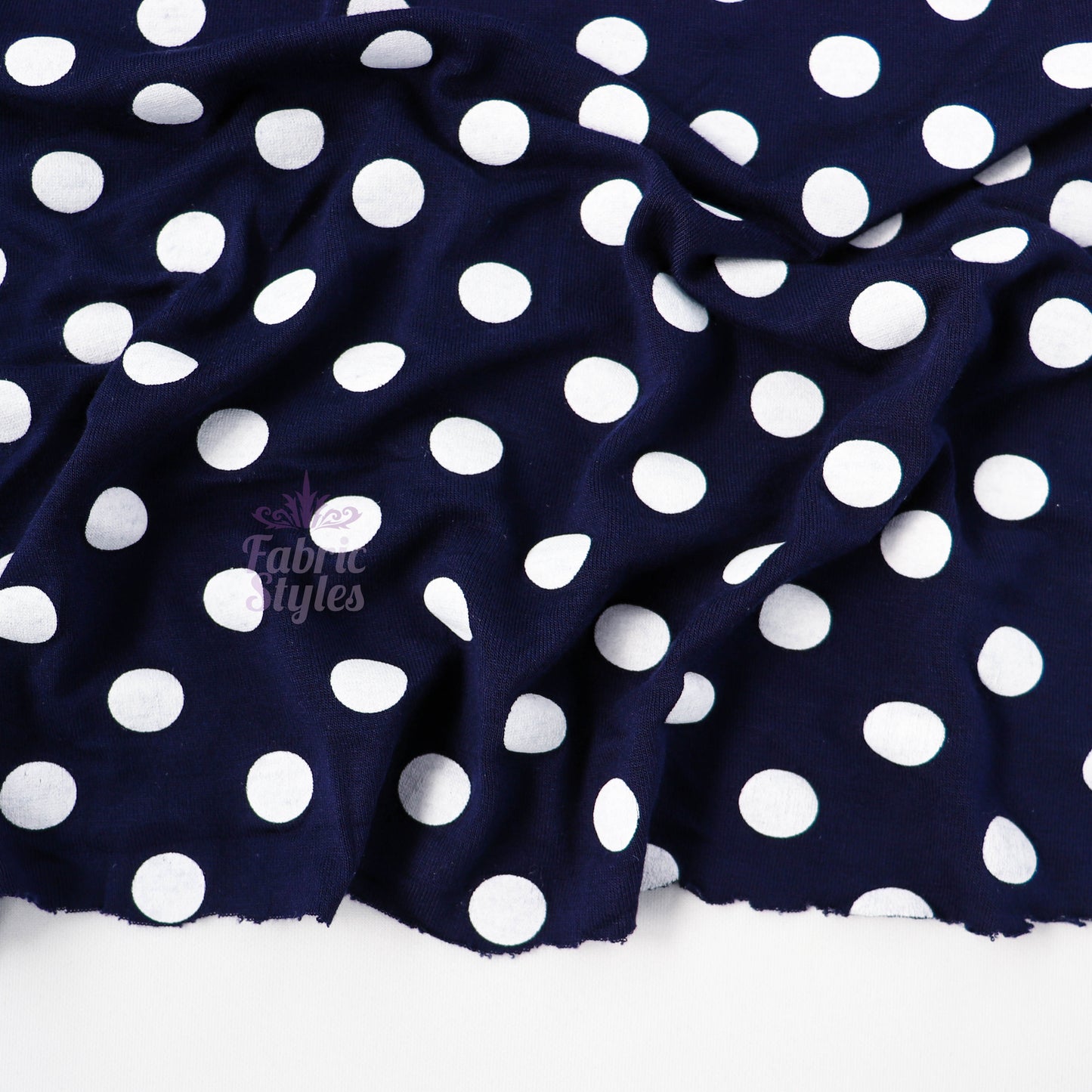 14mm Navy Polka Dot Viscose Elastane