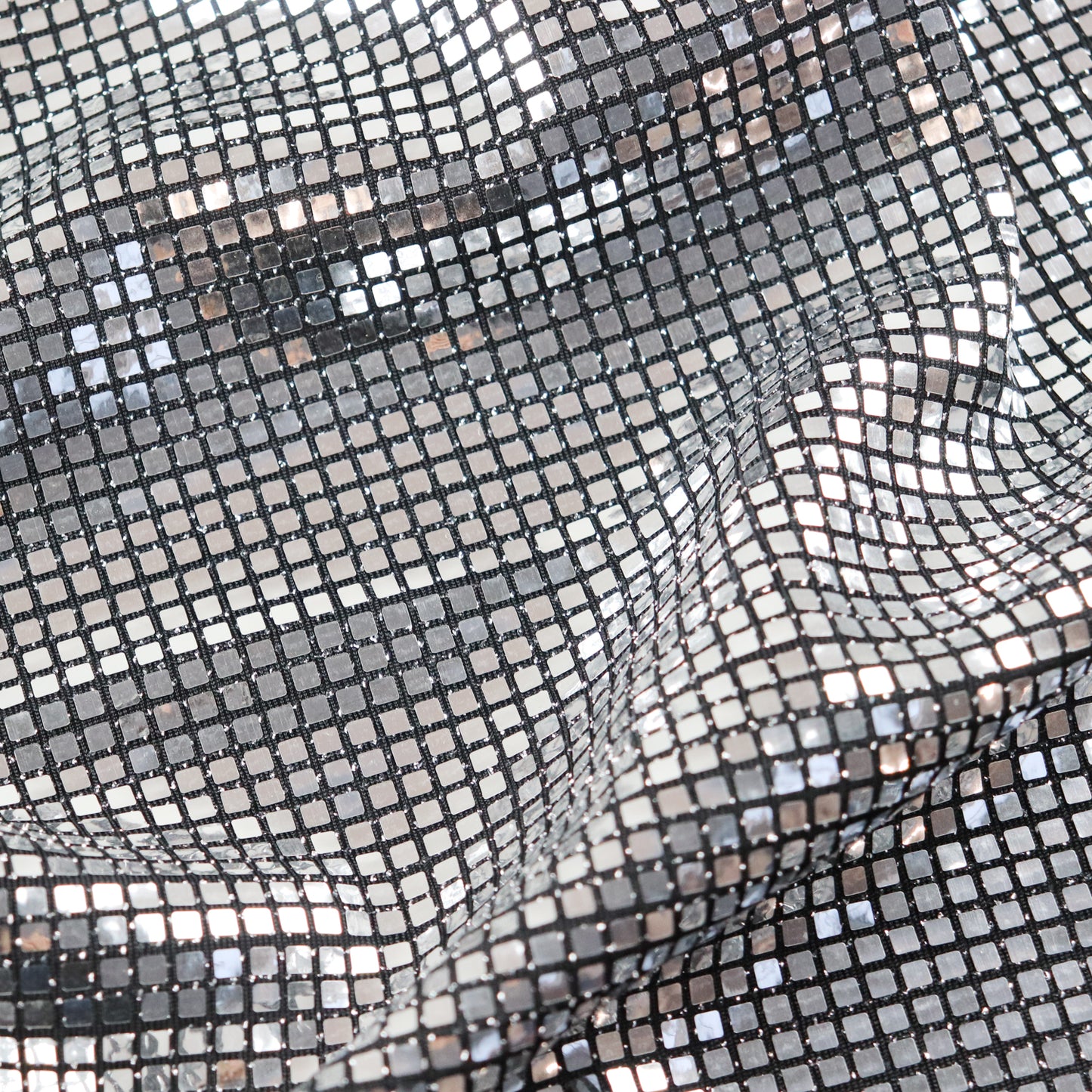 Shiny Squares Sequins Lurex Nylon Stretch Fabric