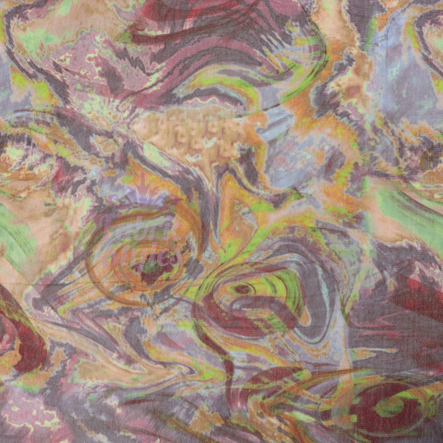 Brown Yellow Tie Dye Power Mesh Fabric