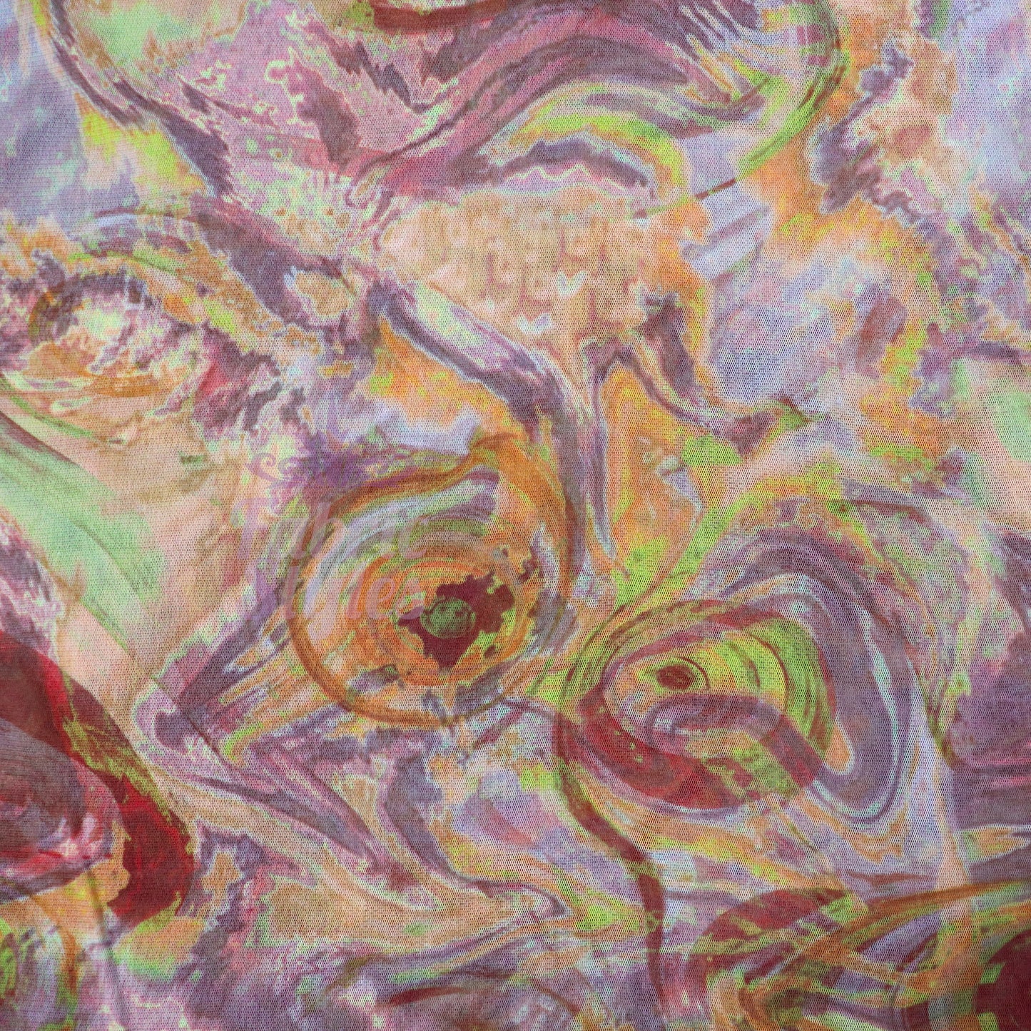 Brown Yellow Tie Dye Power Mesh Fabric