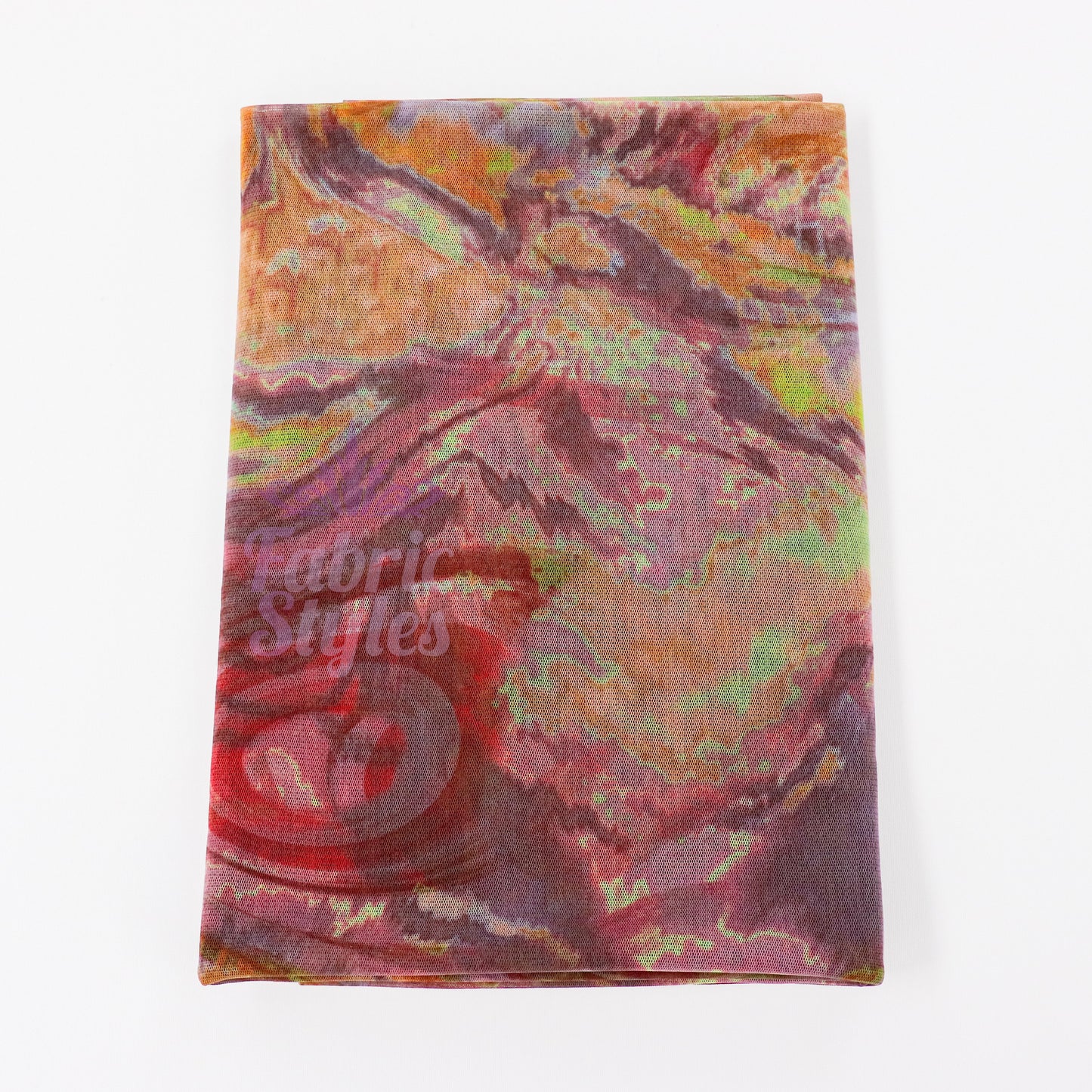 Brown Yellow Tie Dye Power Mesh Fabric