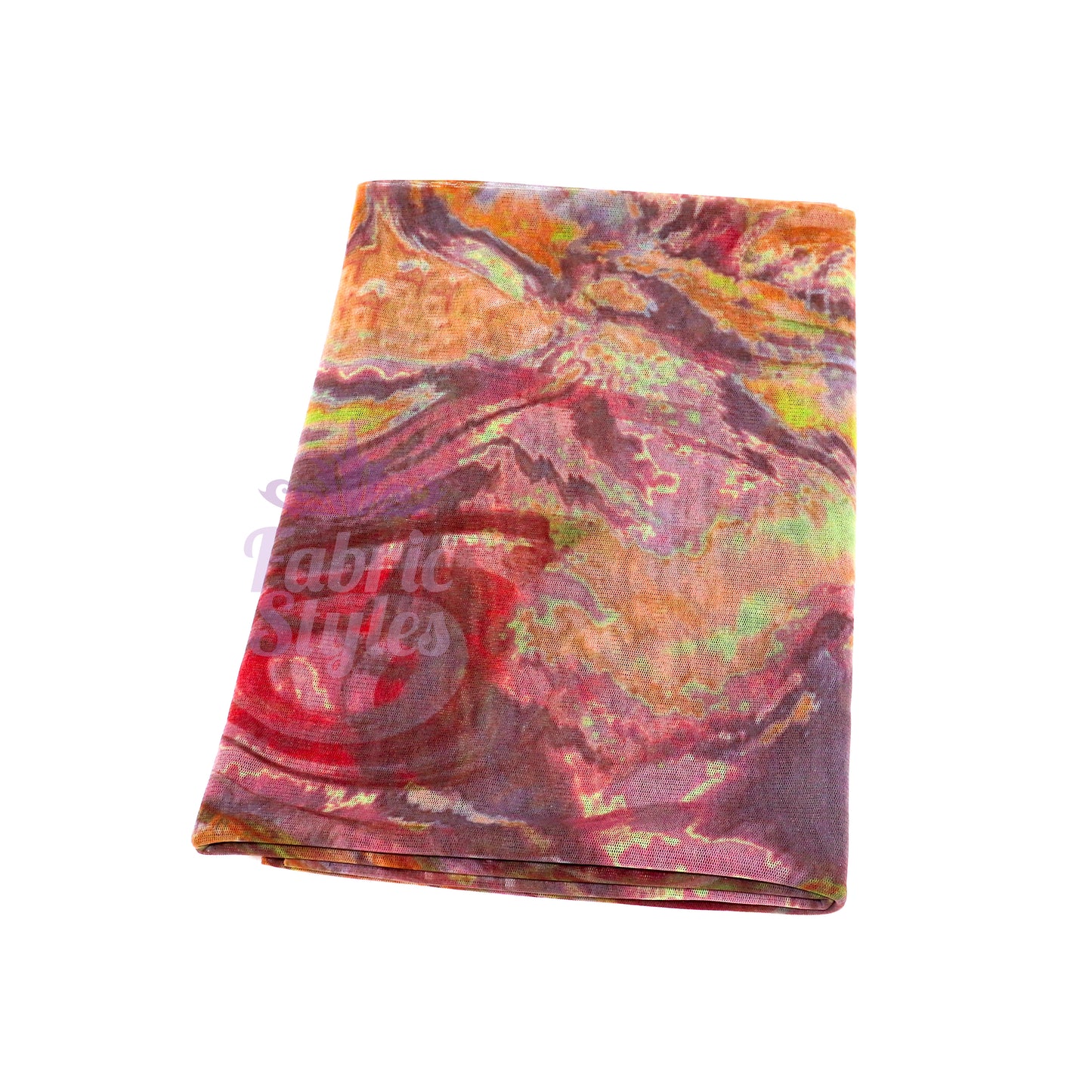 Brown Yellow Tie Dye Power Mesh Fabric