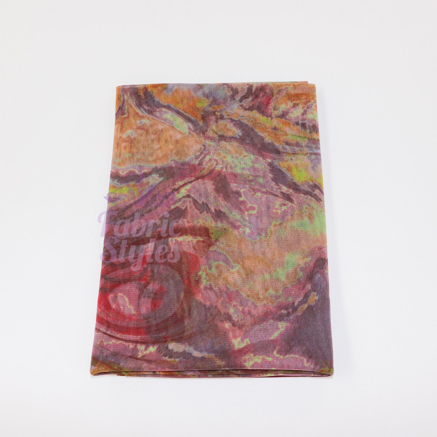 Brown Yellow Tie Dye Power Mesh Fabric