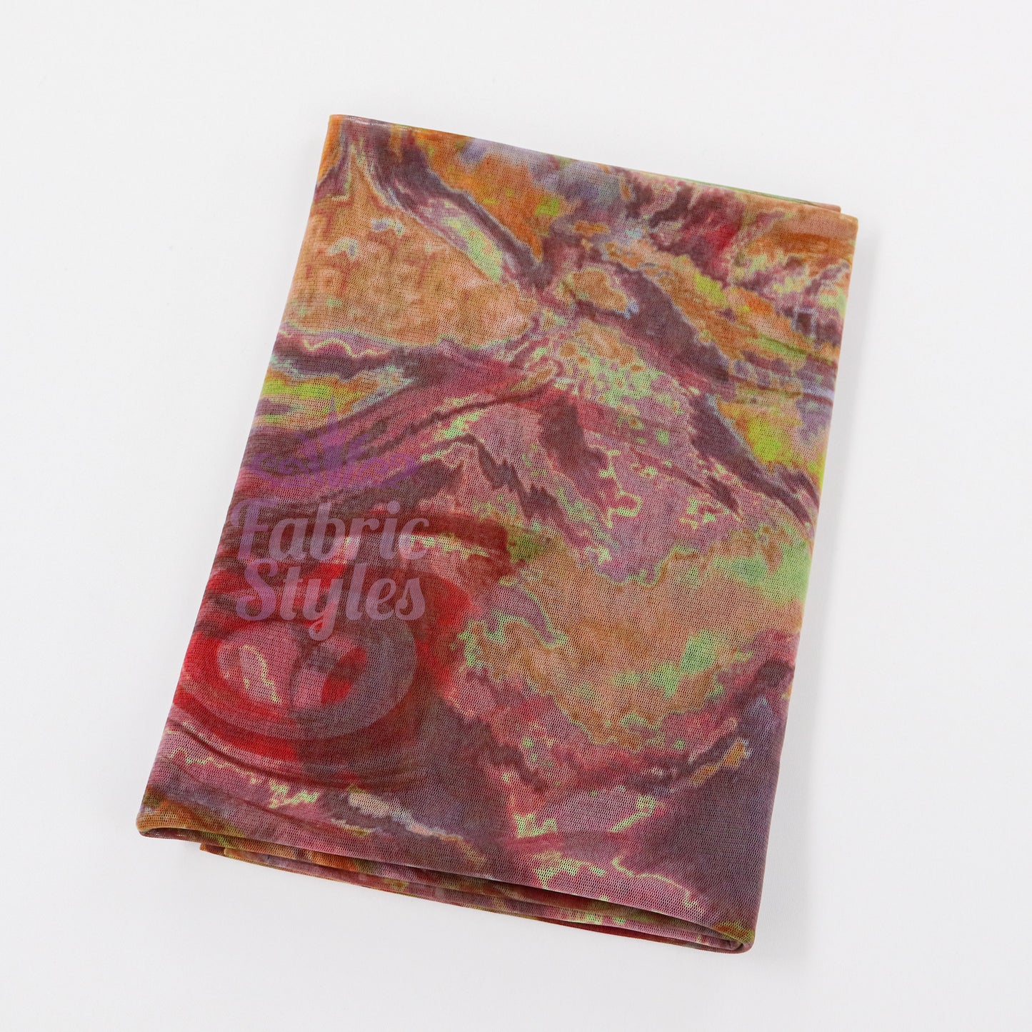 Brown Yellow Tie Dye Power Mesh Fabric