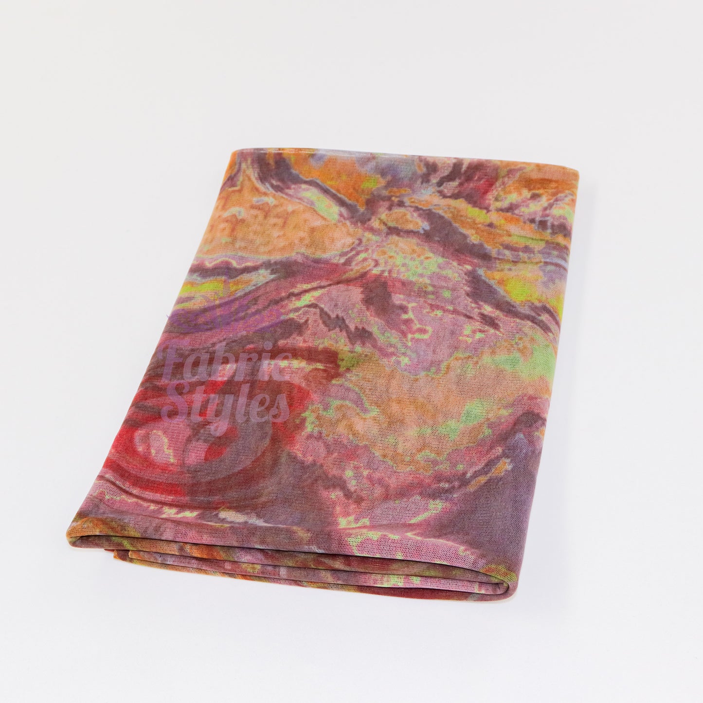 Brown Yellow Tie Dye Power Mesh Fabric