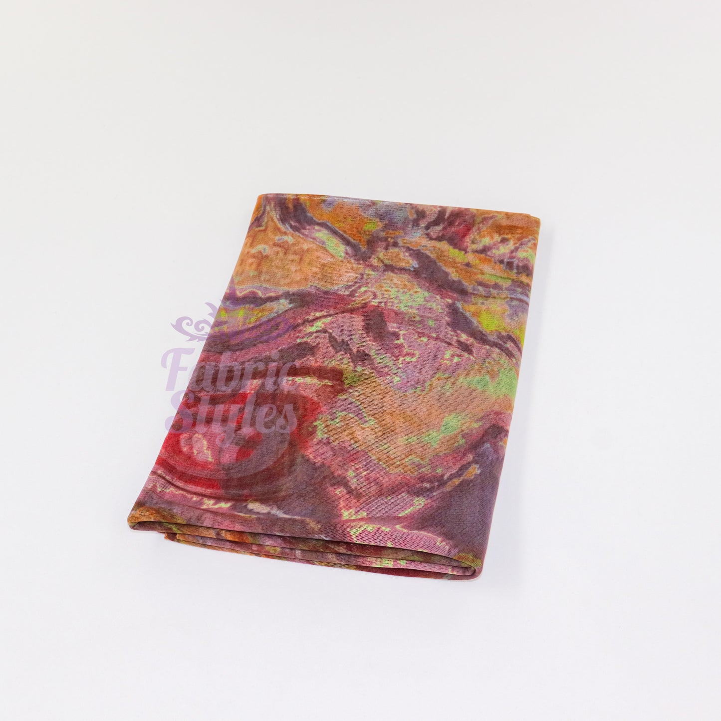 Brown Yellow Tie Dye Power Mesh Fabric