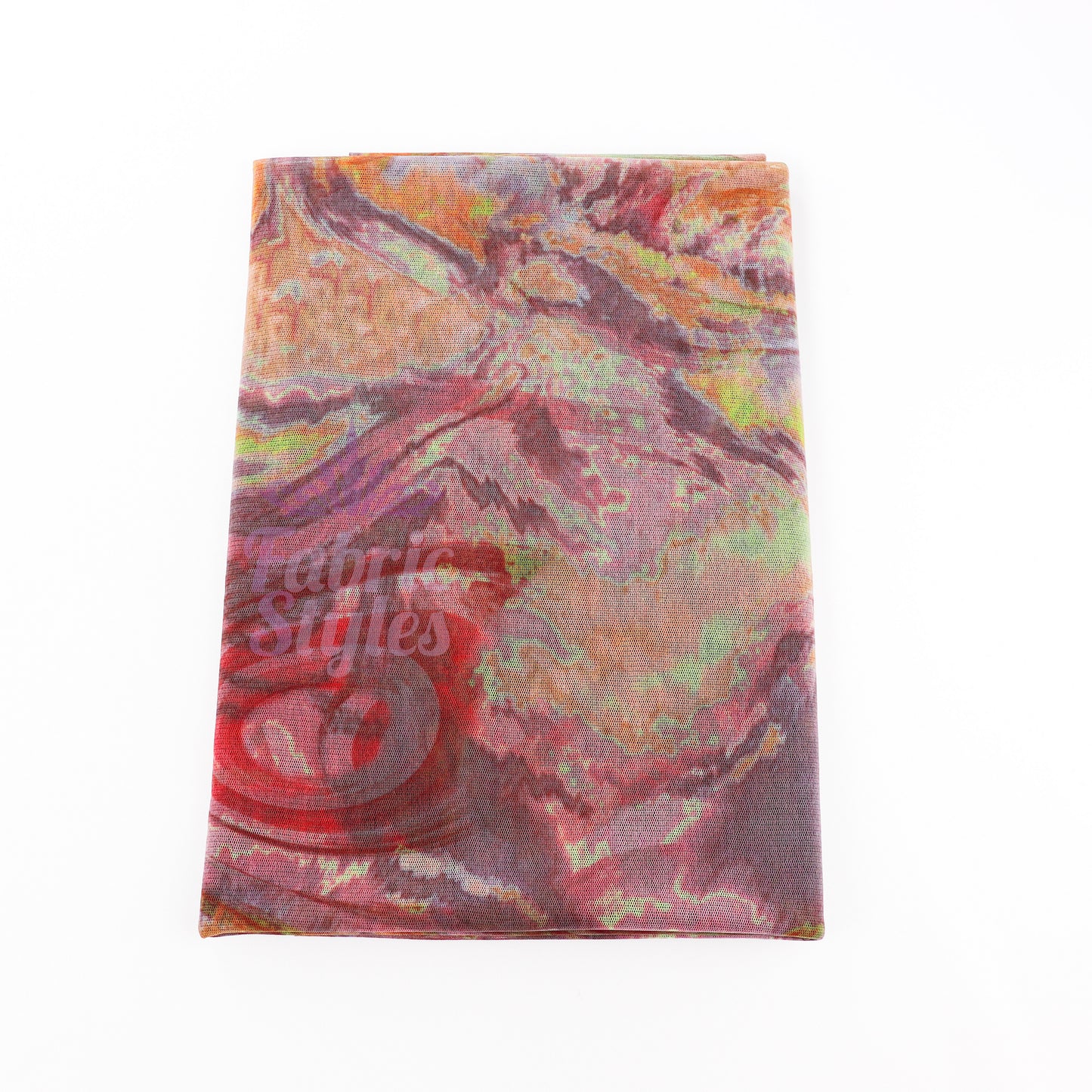 Brown Yellow Tie Dye Power Mesh Fabric