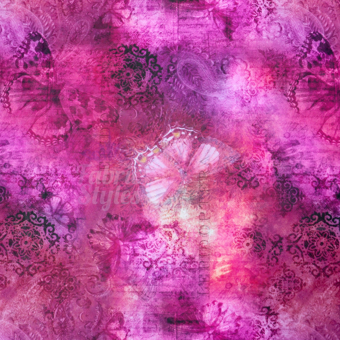 Pink Butterfly Power Mesh Fabric