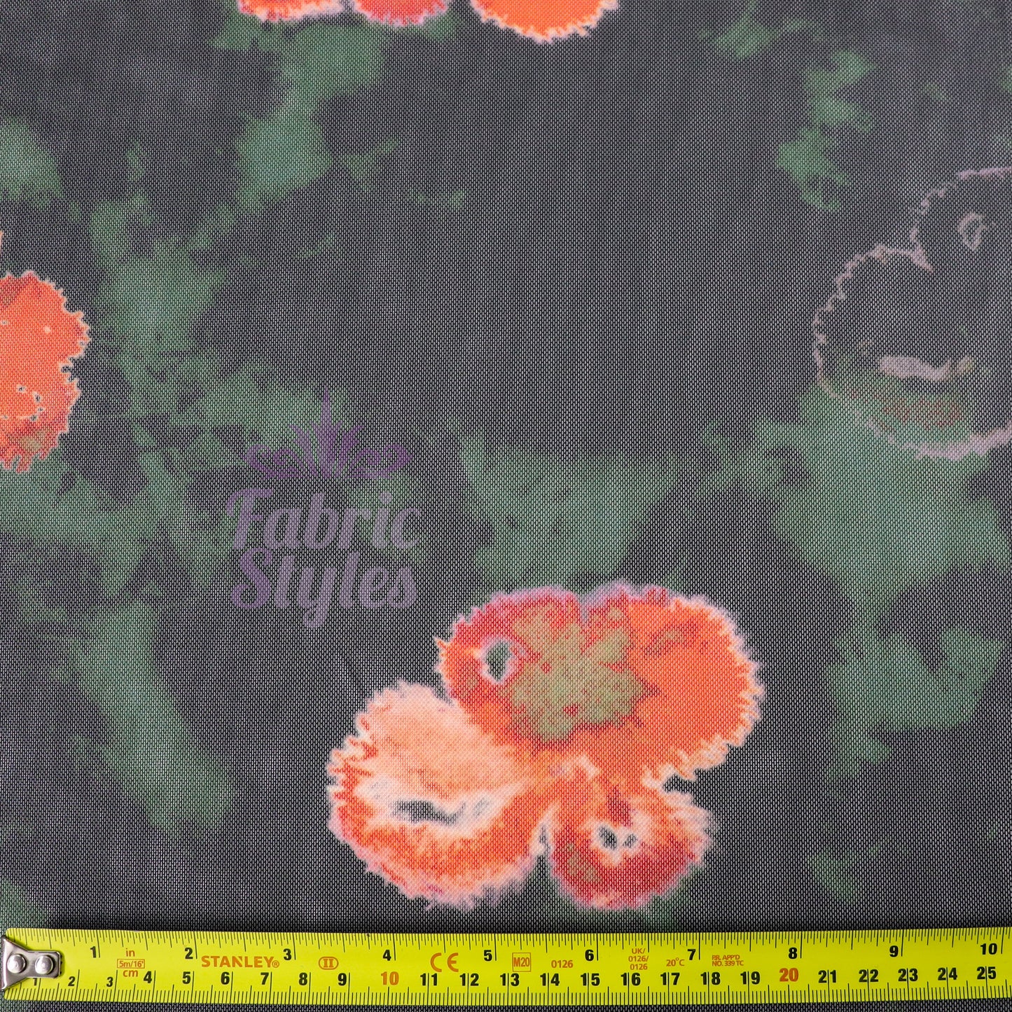 Green Tie Dye Orange Floral Power Mesh Fabric