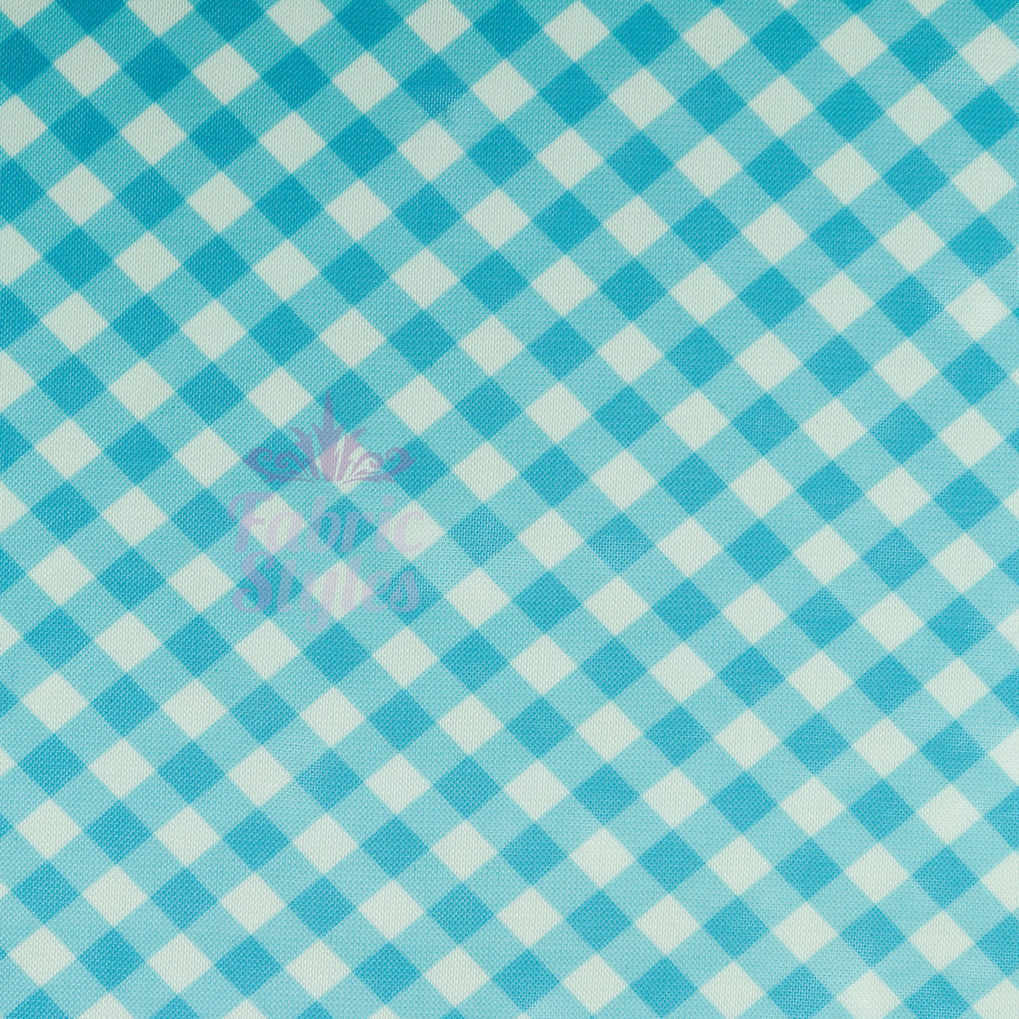 Blue Gingham Power Mesh Fabric