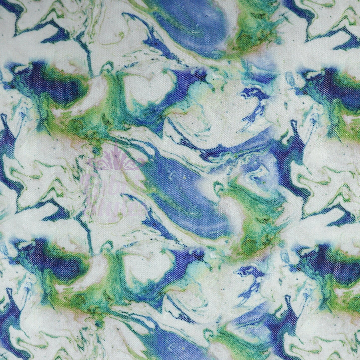 Blue Green Tie Dye Power Mesh Fabric