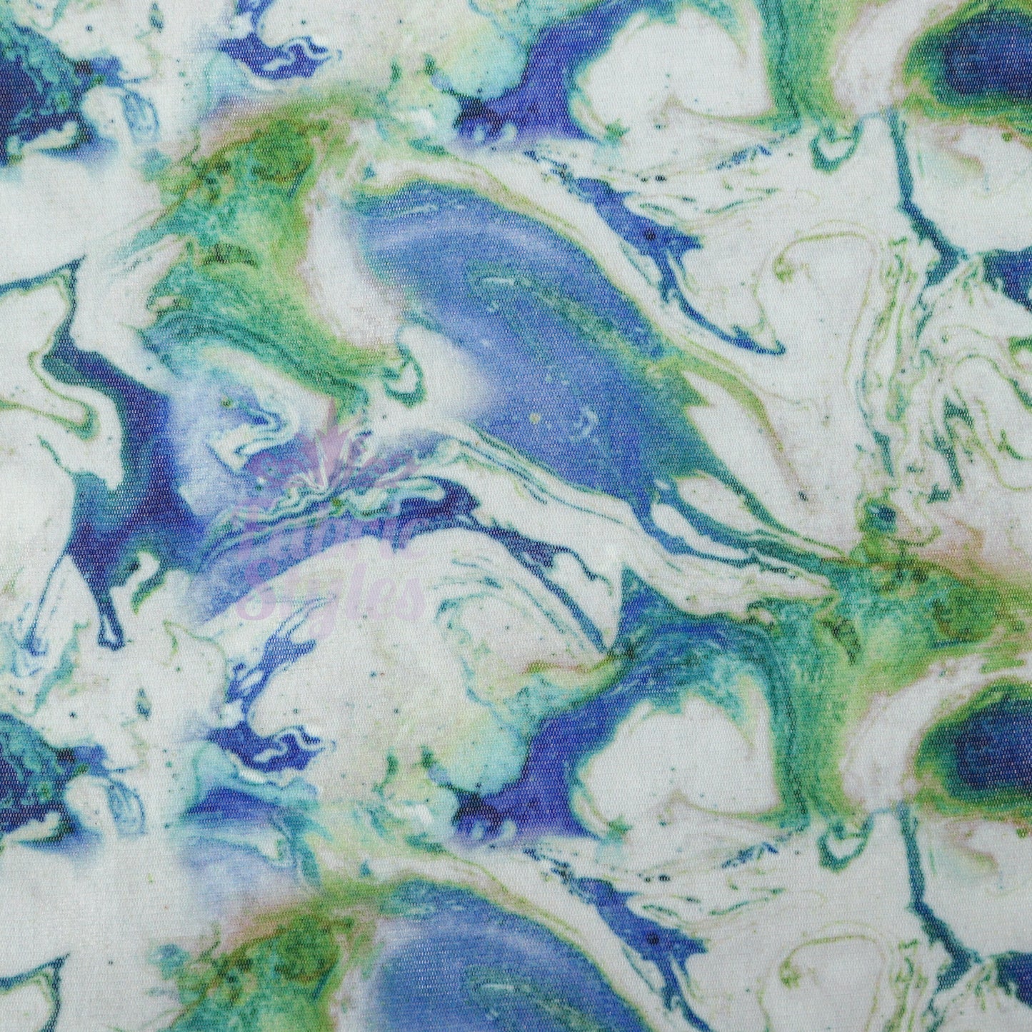 Blue Green Tie Dye Power Mesh Fabric
