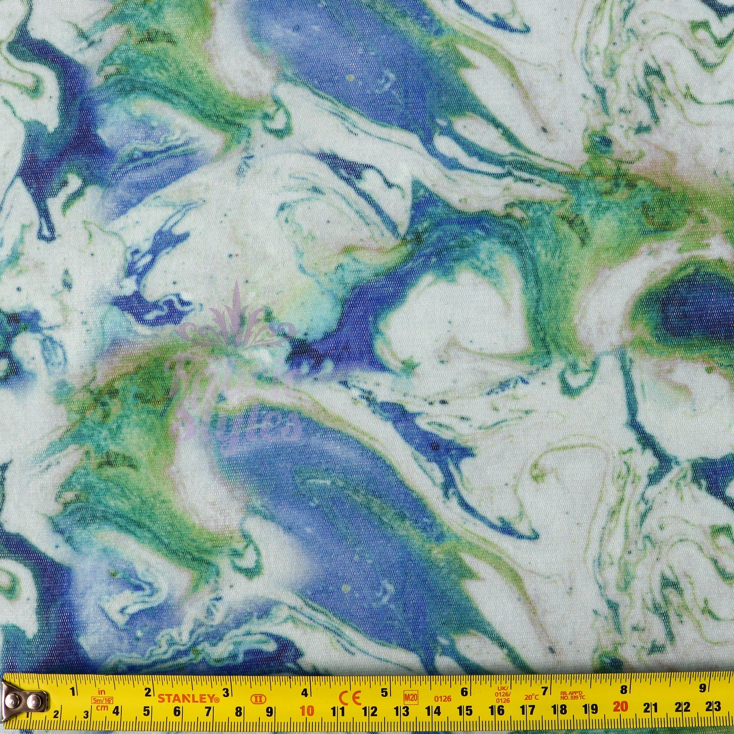 Blue Green Tie Dye Power Mesh Fabric
