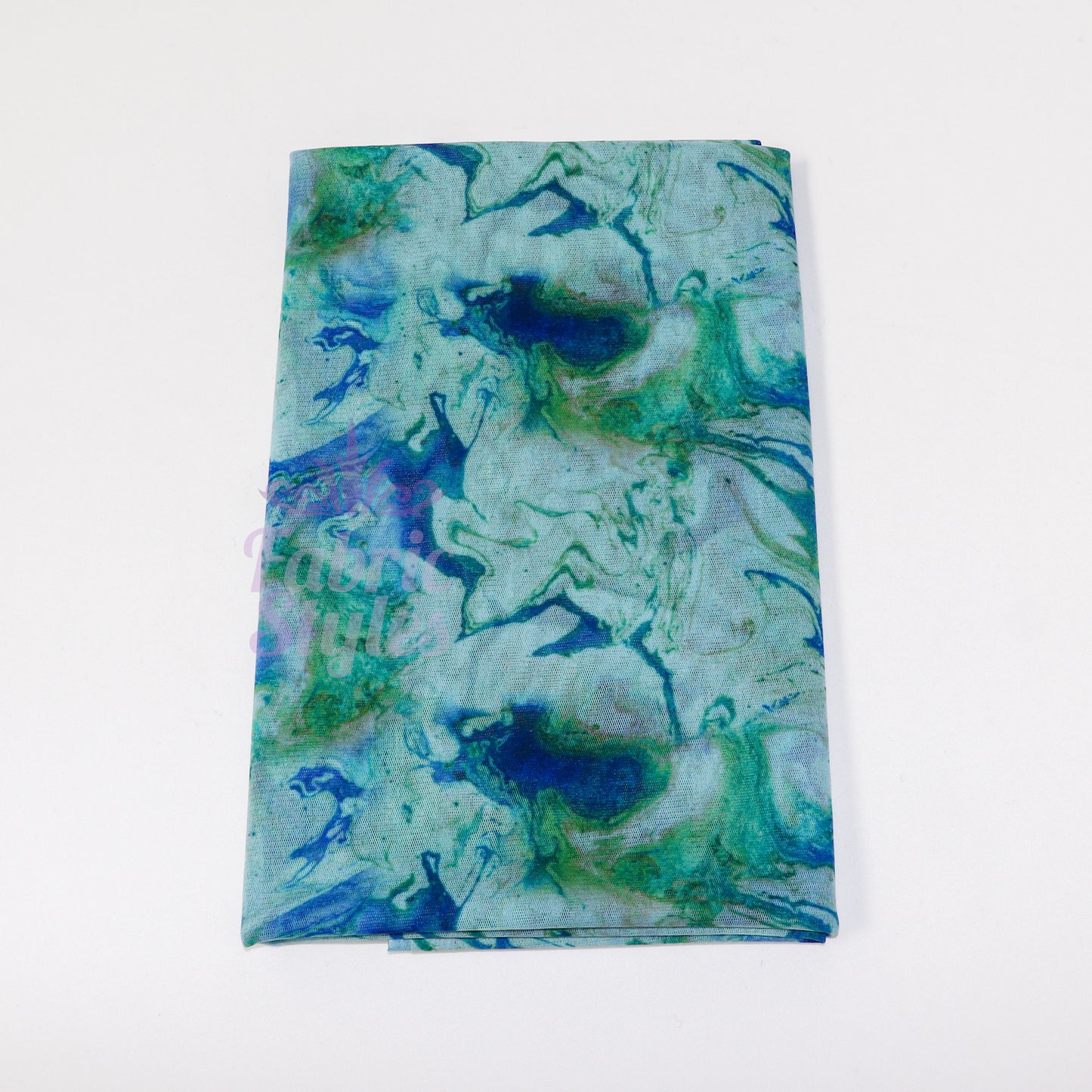 Blue Green Tie Dye Power Mesh Fabric