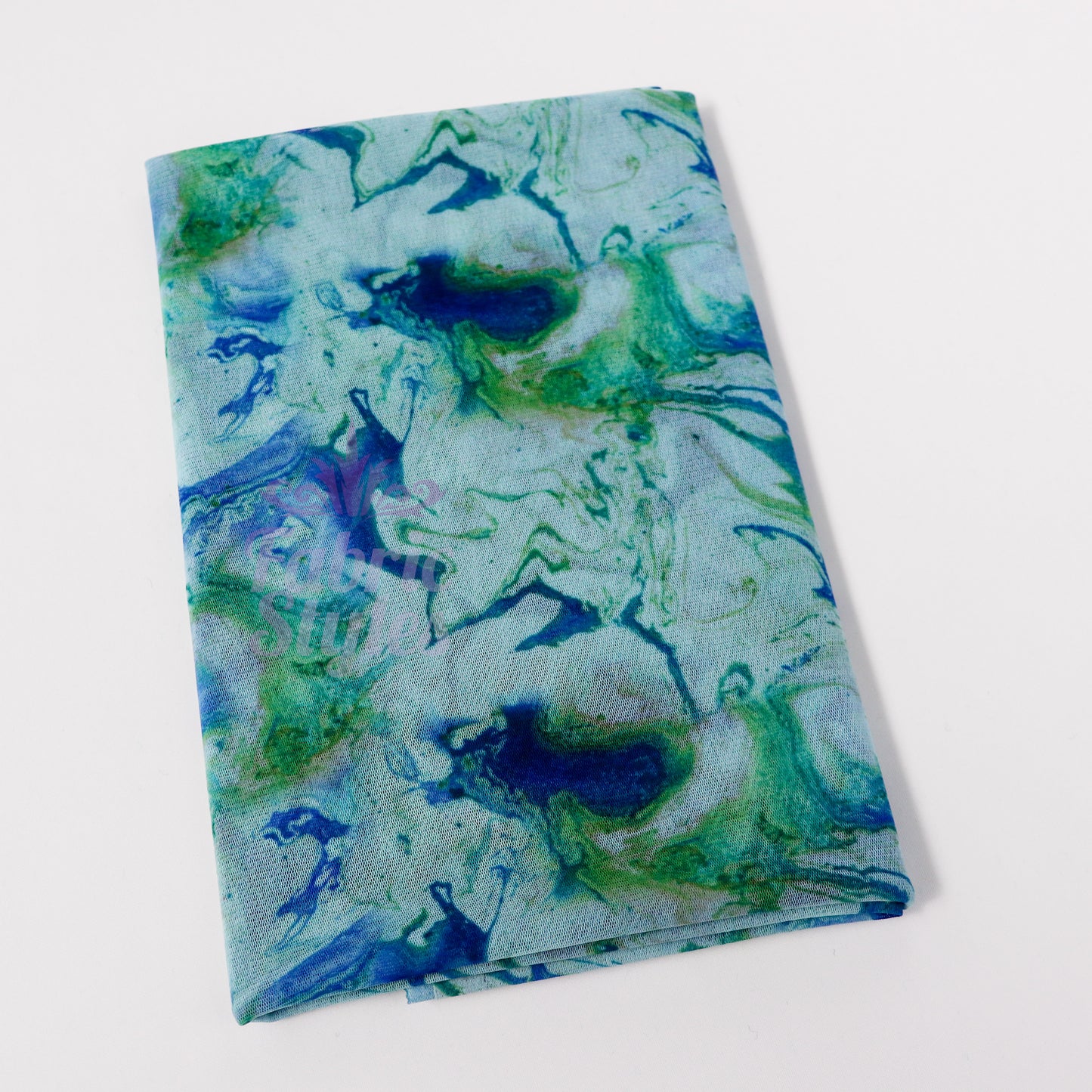 Blue Green Tie Dye Power Mesh Fabric