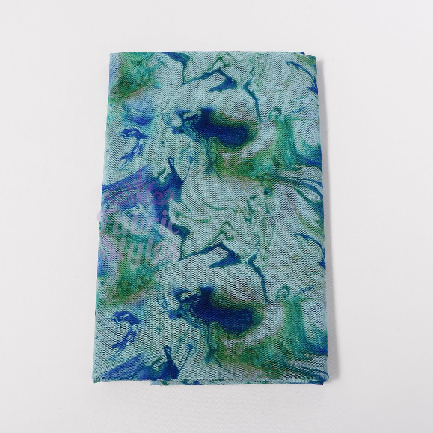 Blue Green Tie Dye Power Mesh Fabric